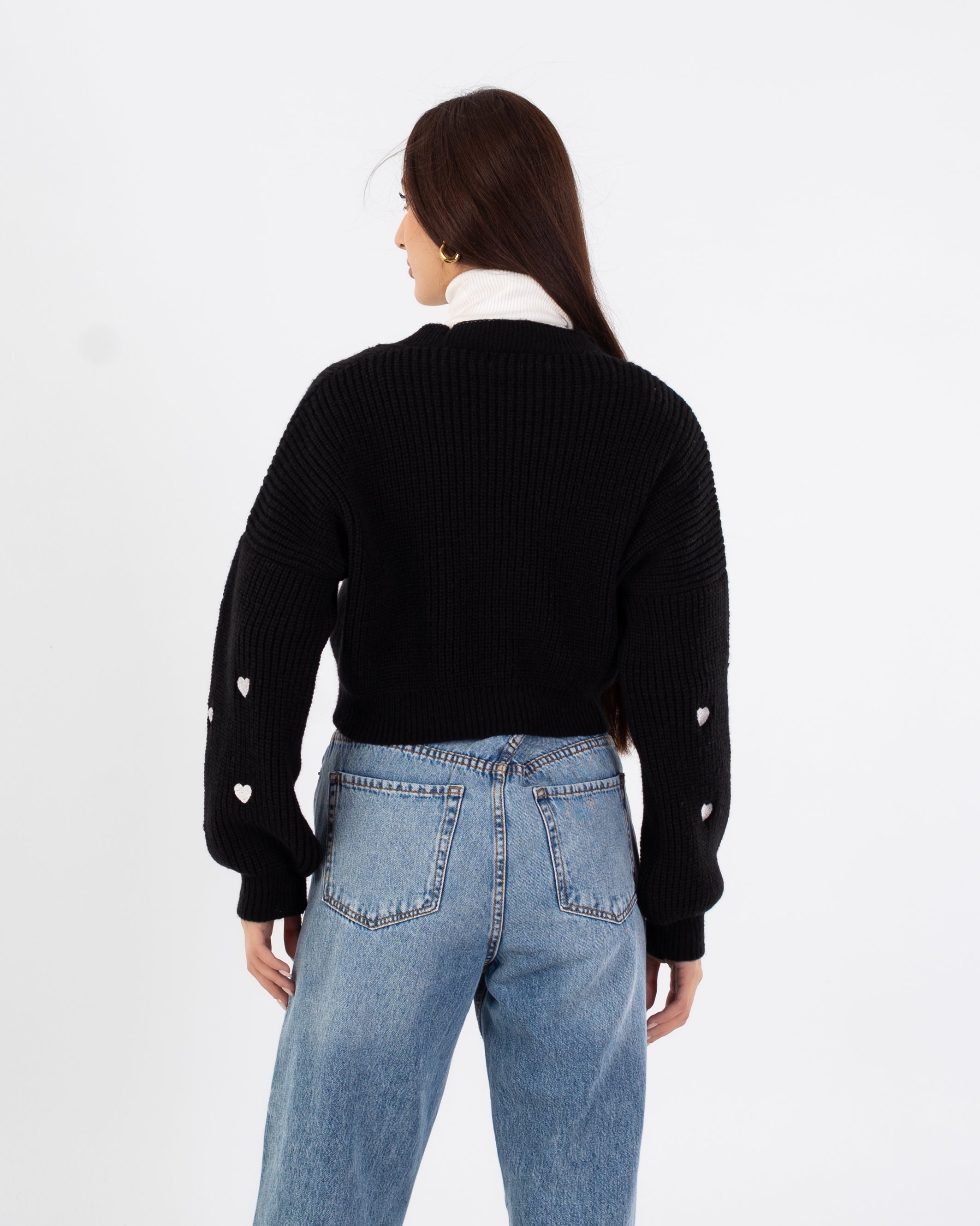 كارديجان محبوك - تطريز على شكل قلب (مفتوح بأزرار)
