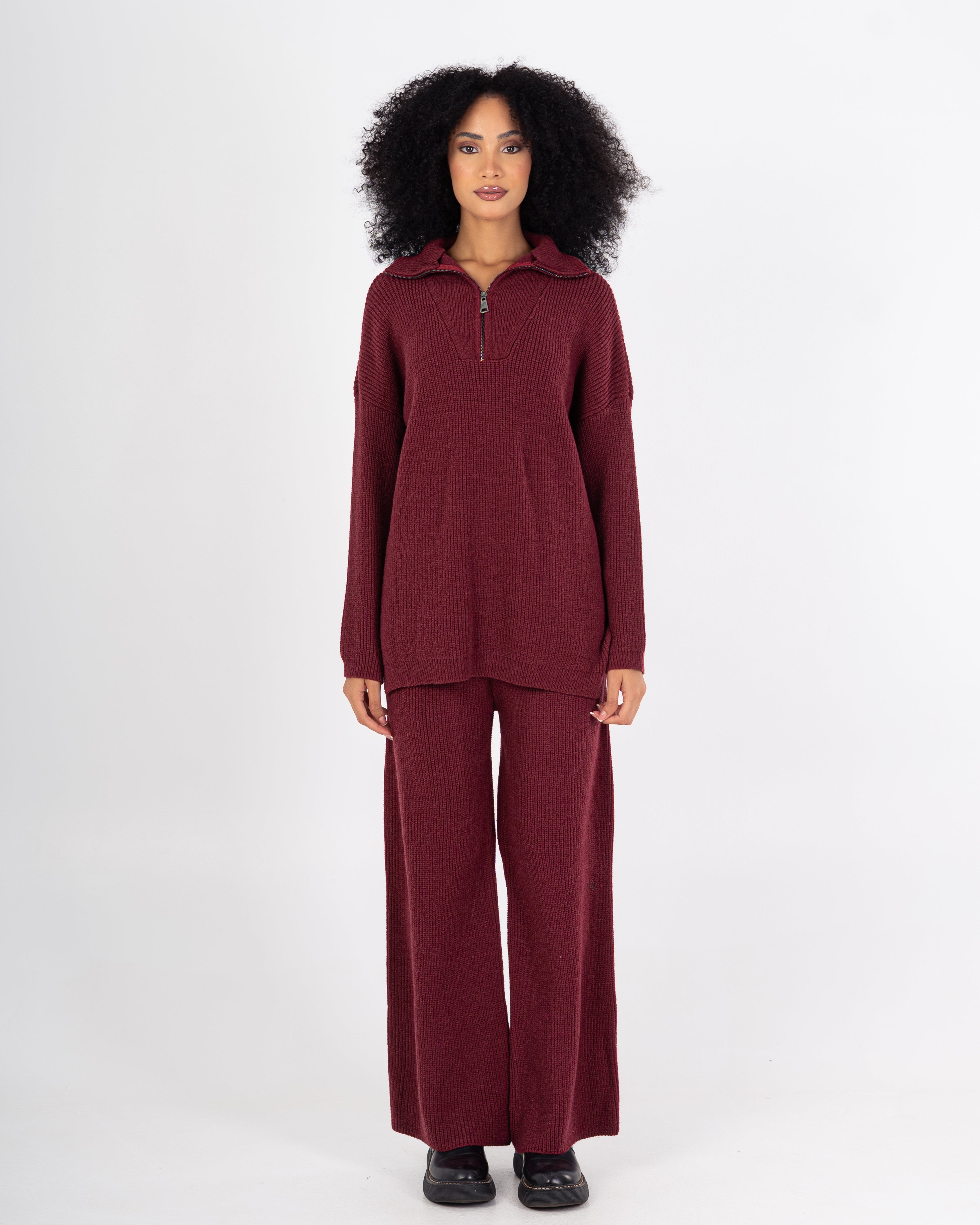 Knitwear Suit – Plain (High Neck With Zipper)