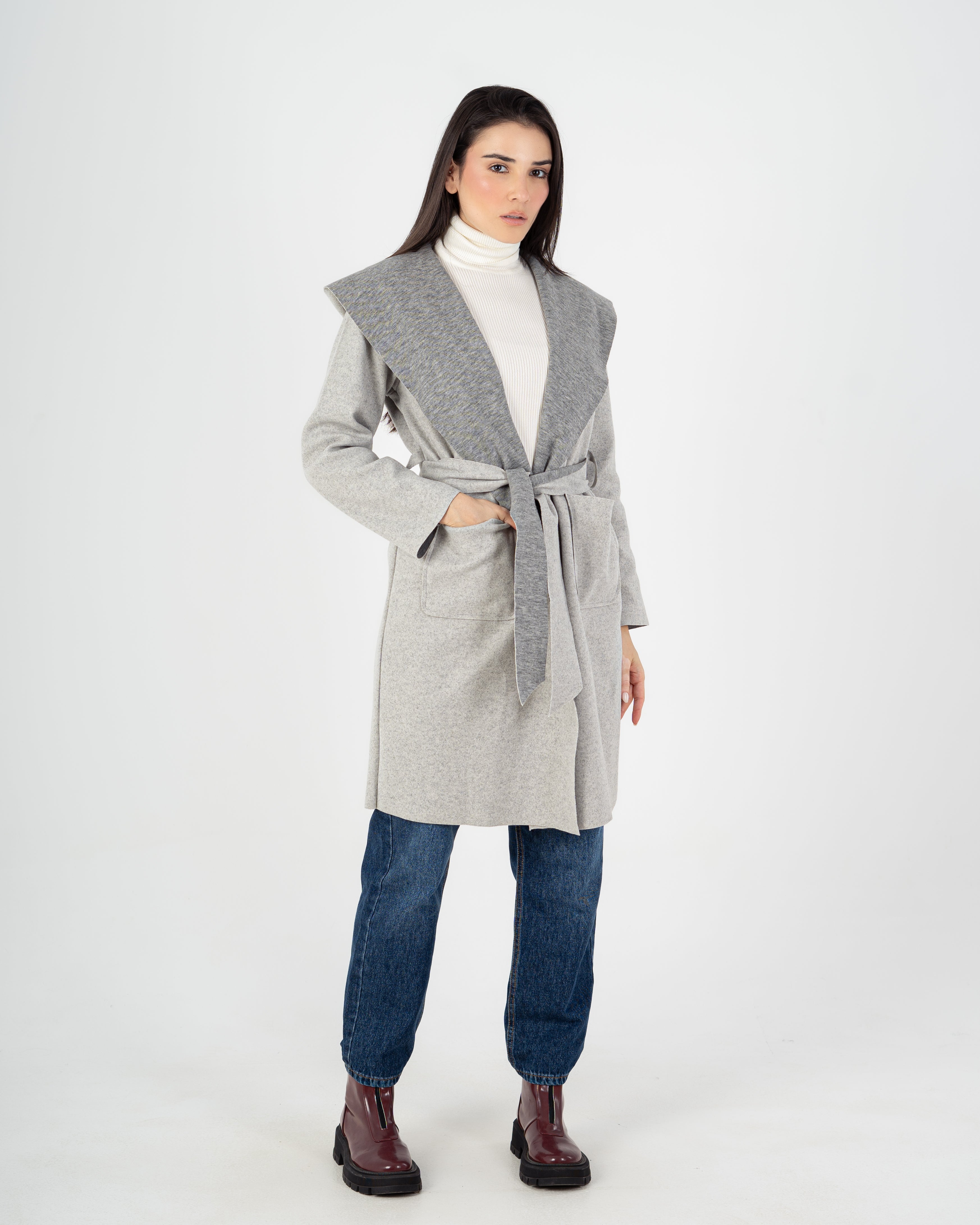 Wool Coat  - Belted (2-Large Pockets)