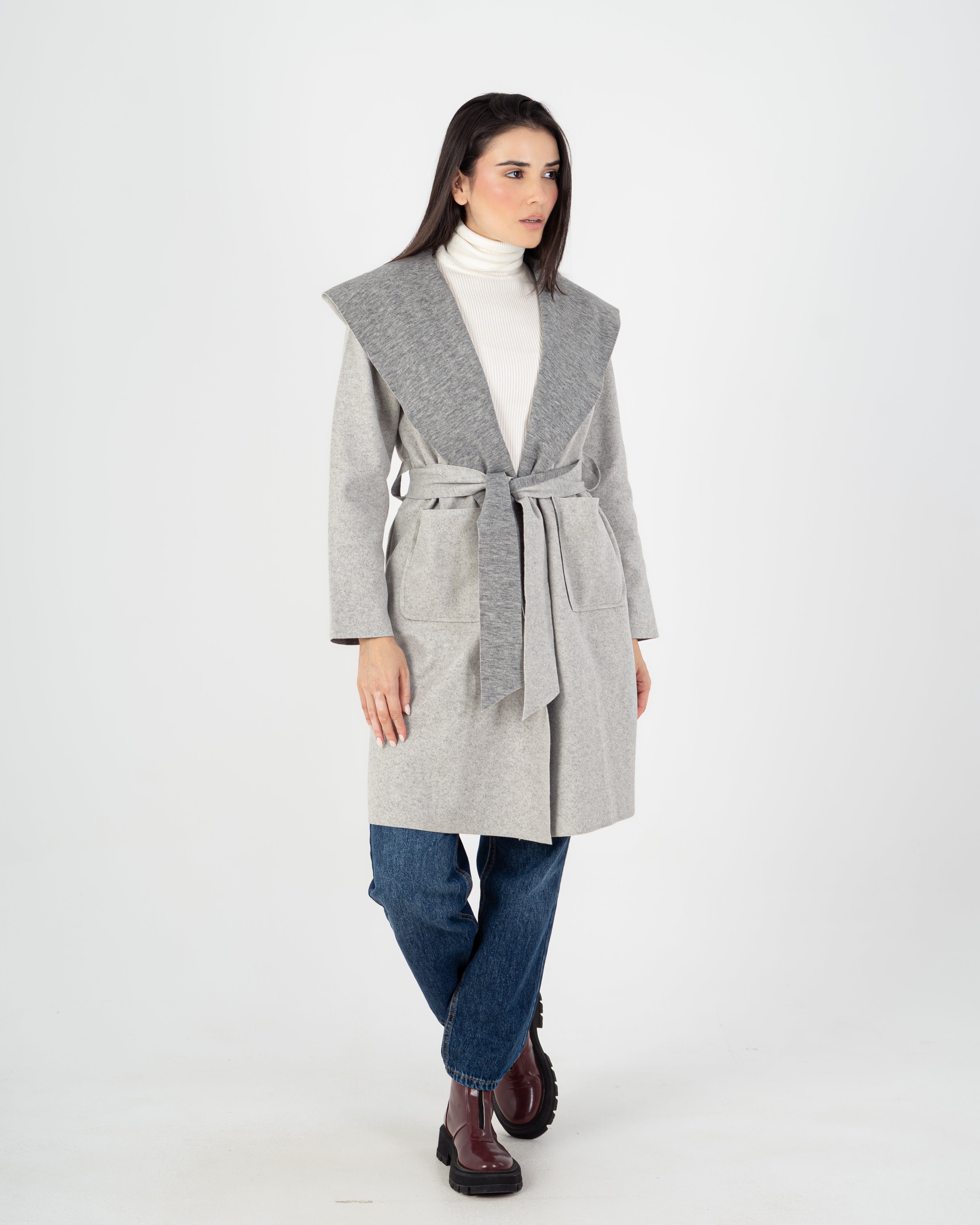 Wool Coat  - Belted (2-Large Pockets)