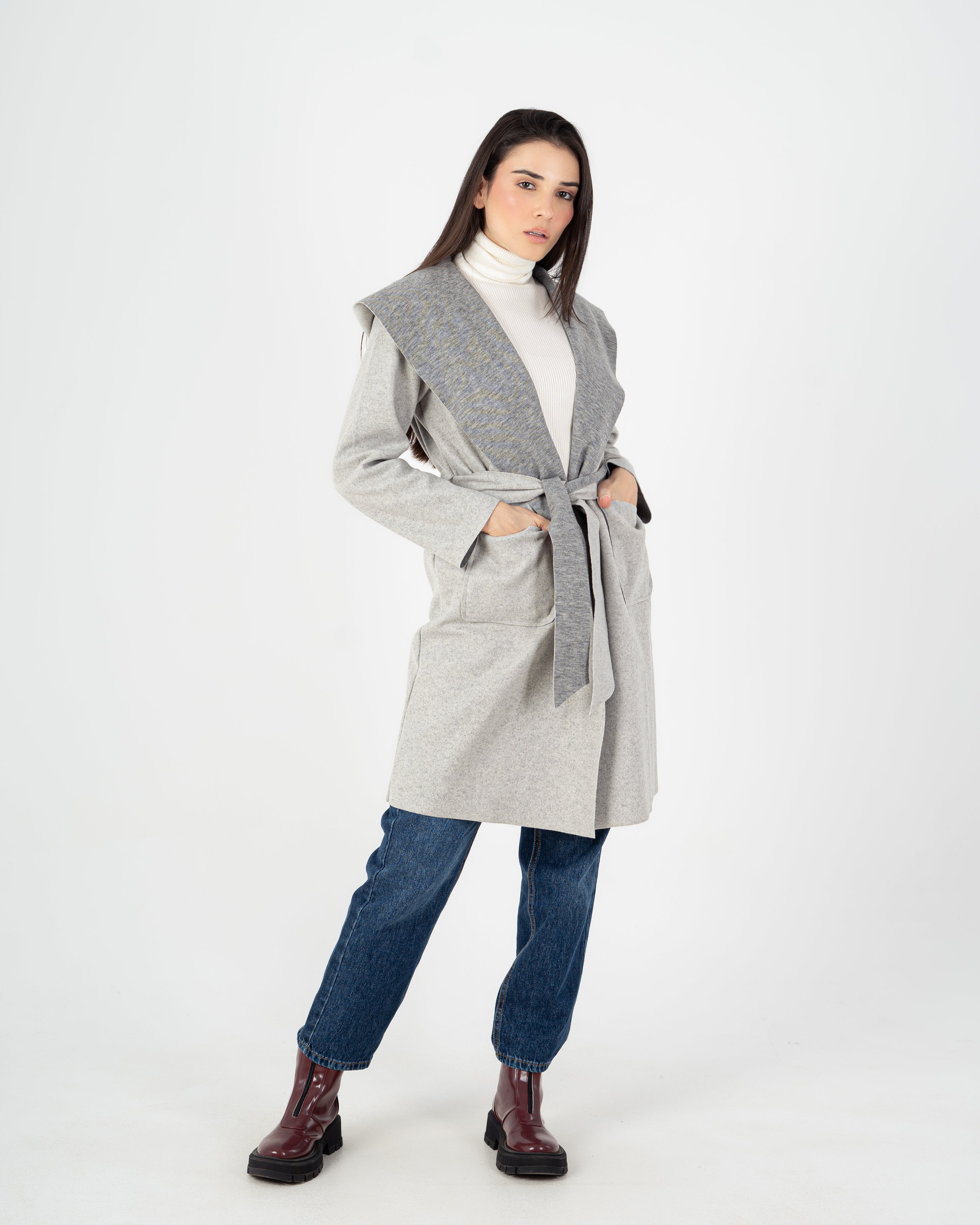 Wool Coat  - Belted (2-Large Pockets)