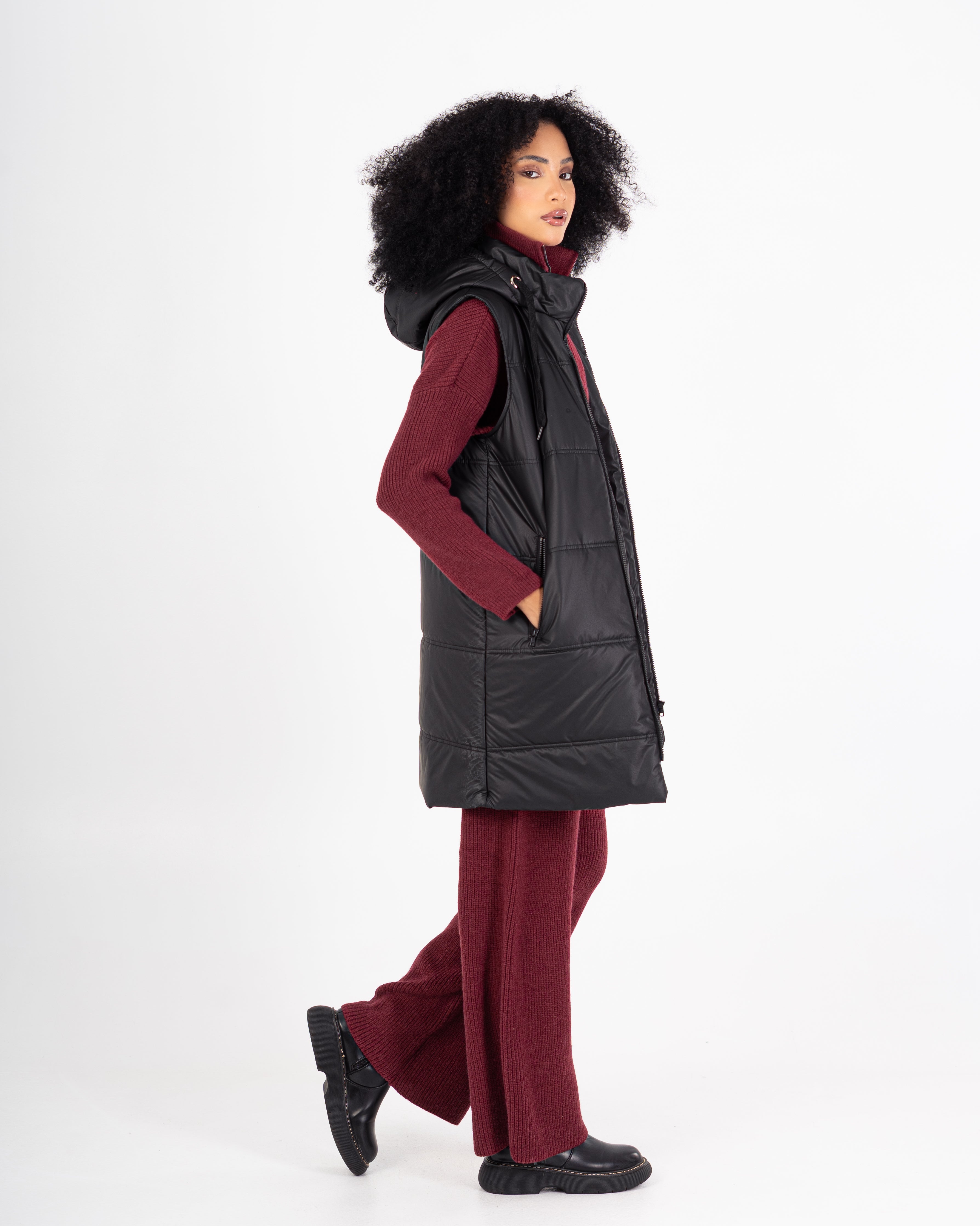 Leather Vest – Long Plain (2 Pockets)