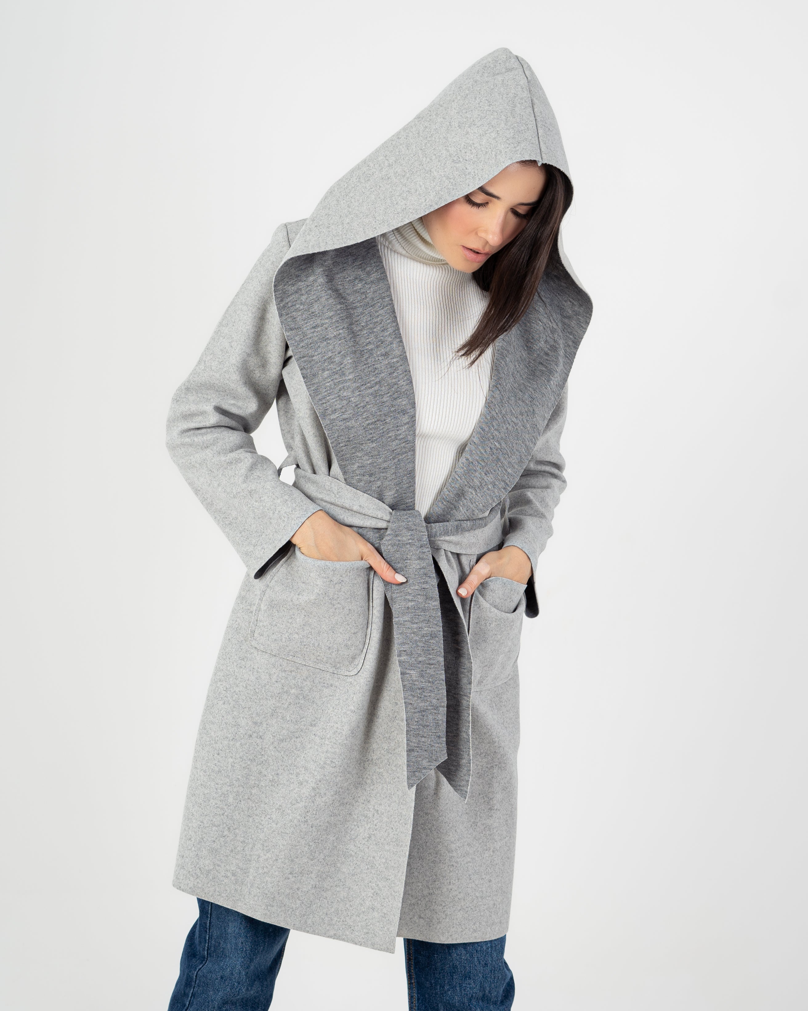 Wool Coat  - Belted (2-Large Pockets)