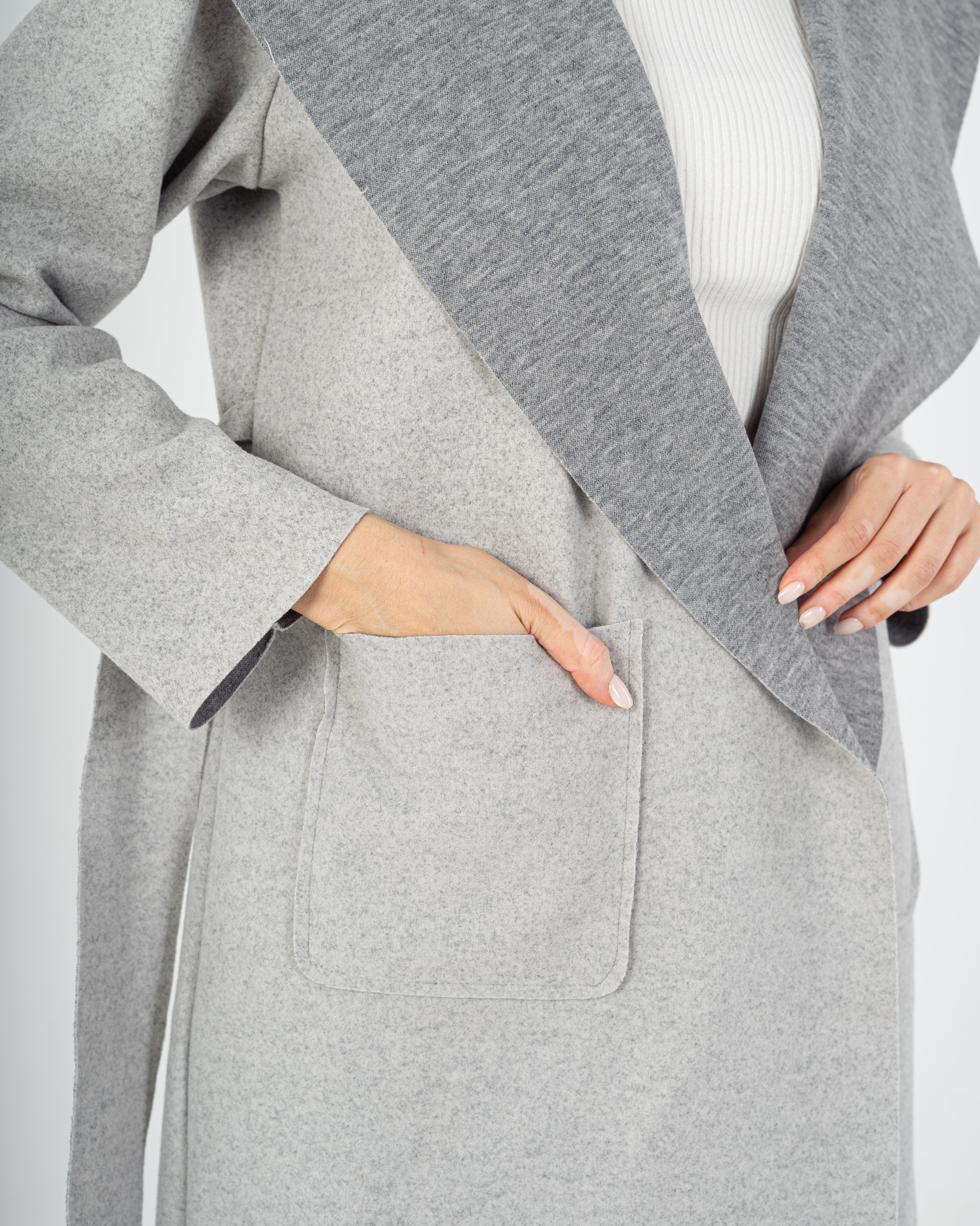 Wool Coat  - Belted (2-Large Pockets)