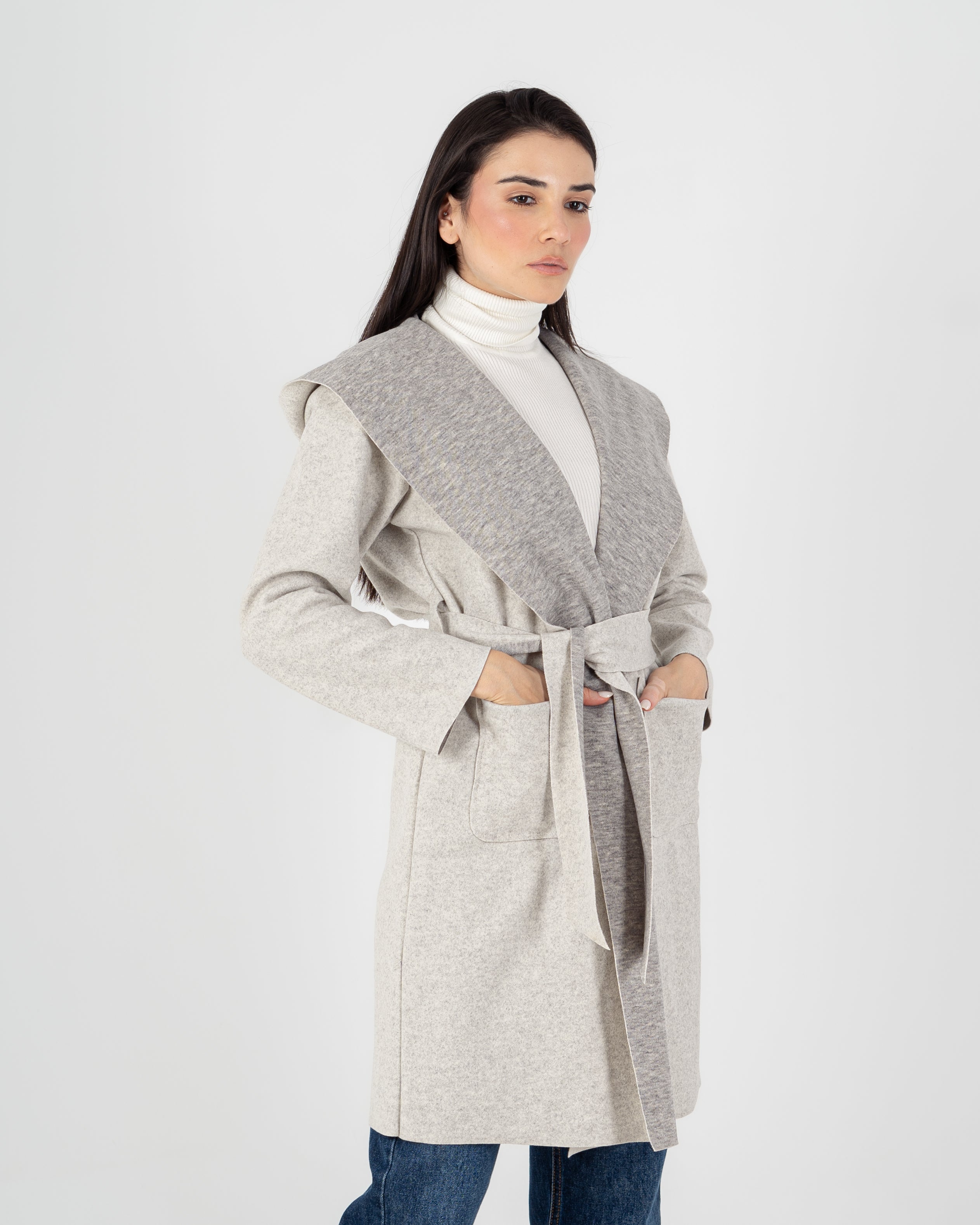 Wool Coat  - Belted (2-Large Pockets)