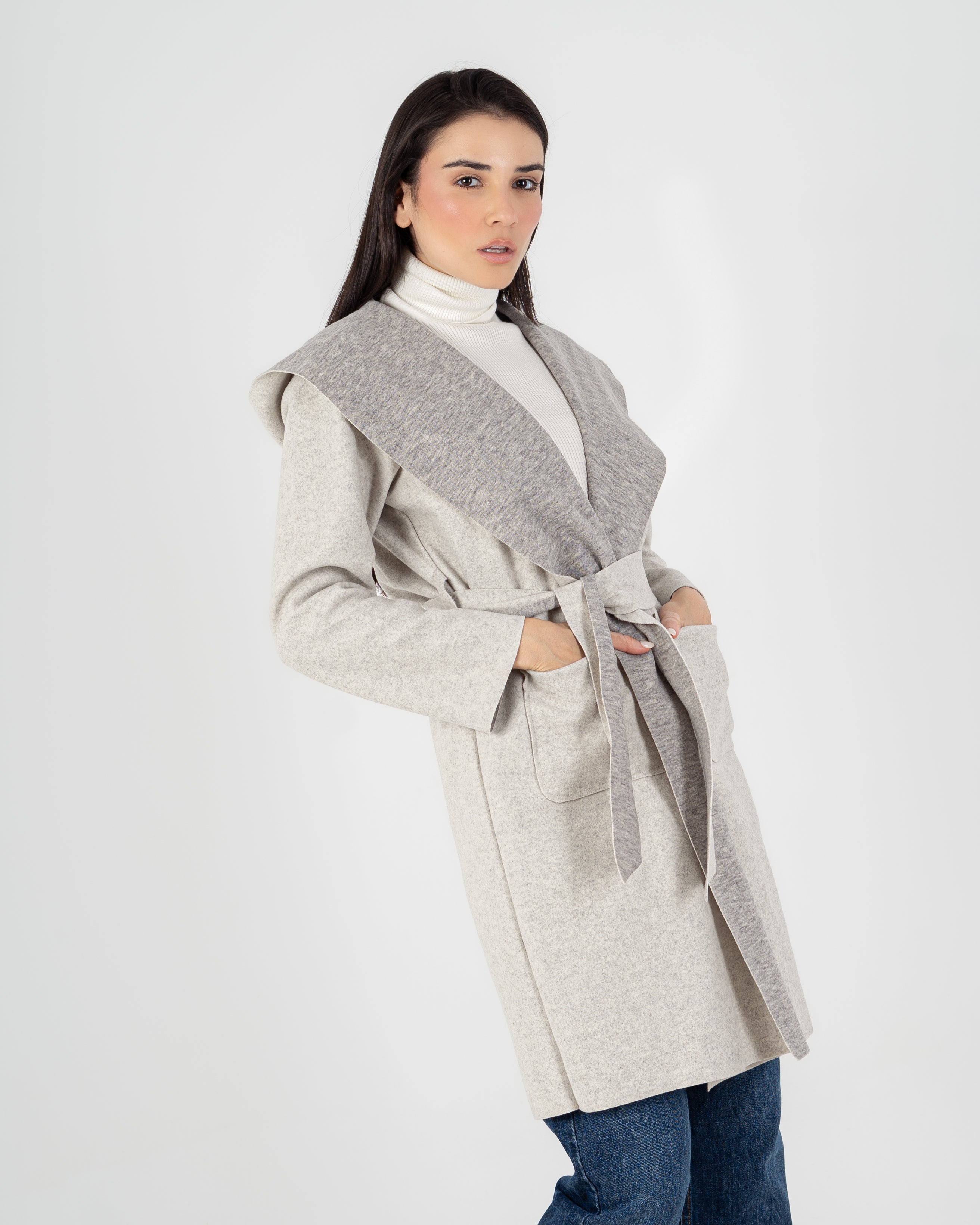 Wool Coat  - Belted (2-Large Pockets)