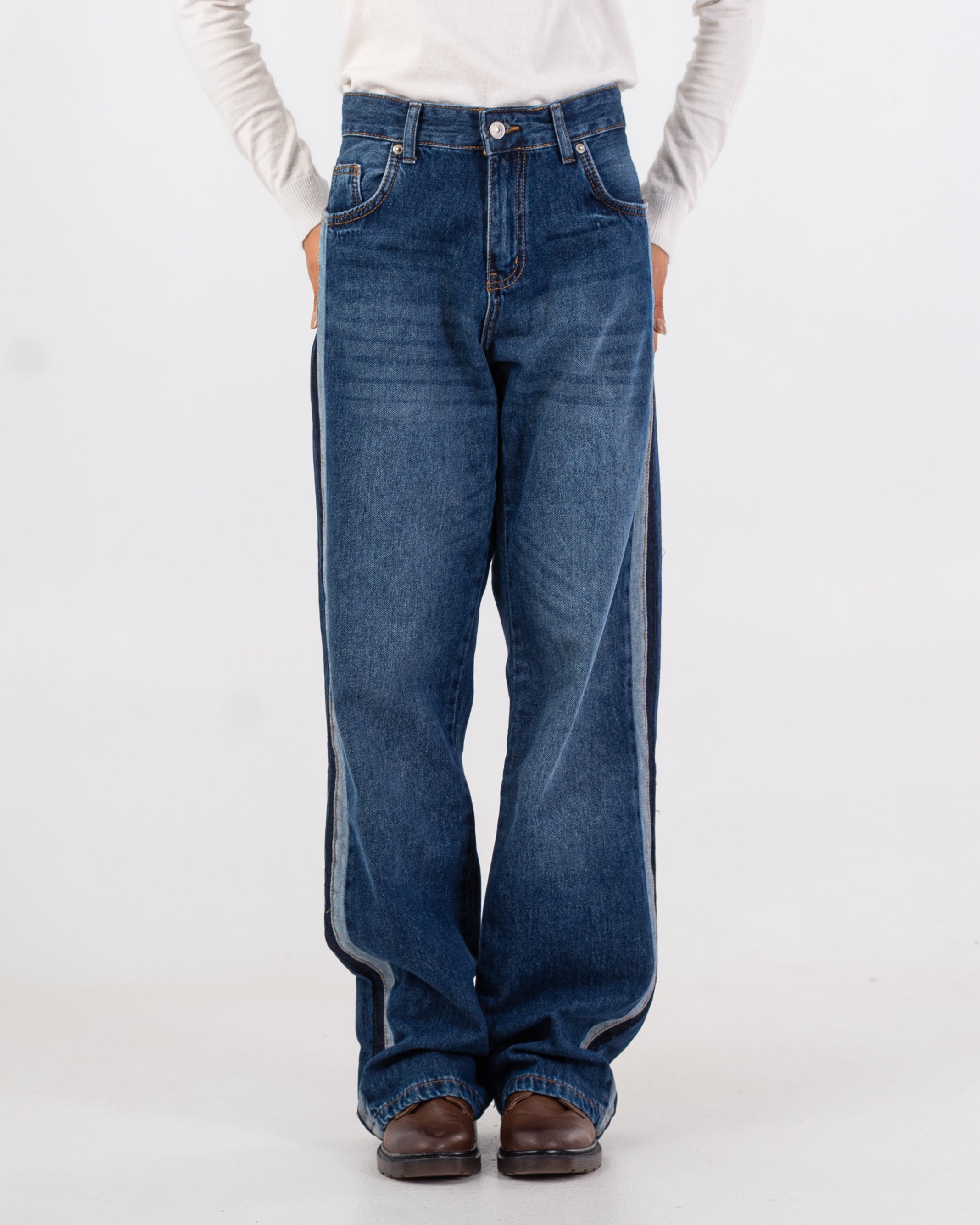 بنطلون جينز - مع خطوط جانبية