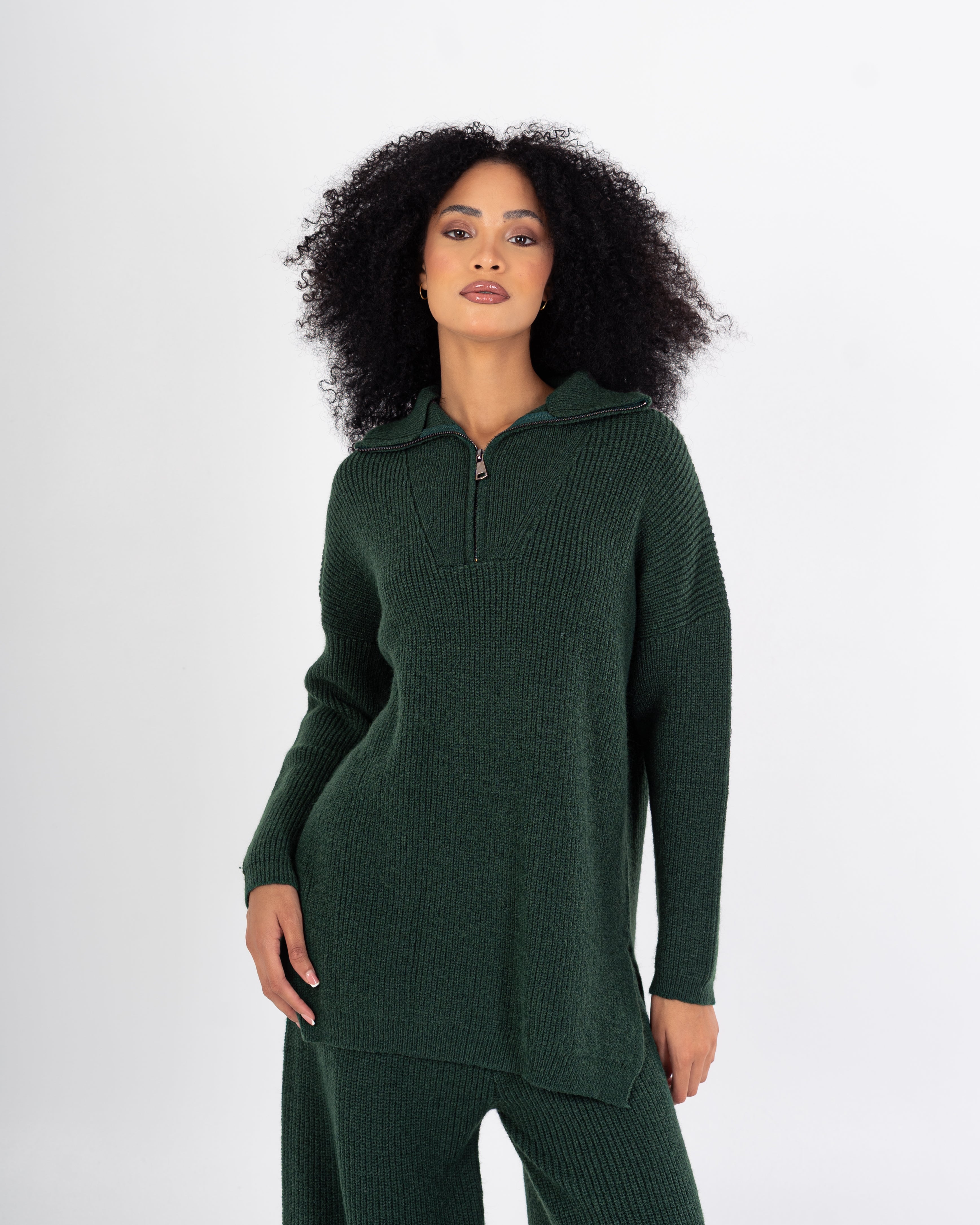 Knitwear Suit – Plain (High Neck With Zipper)