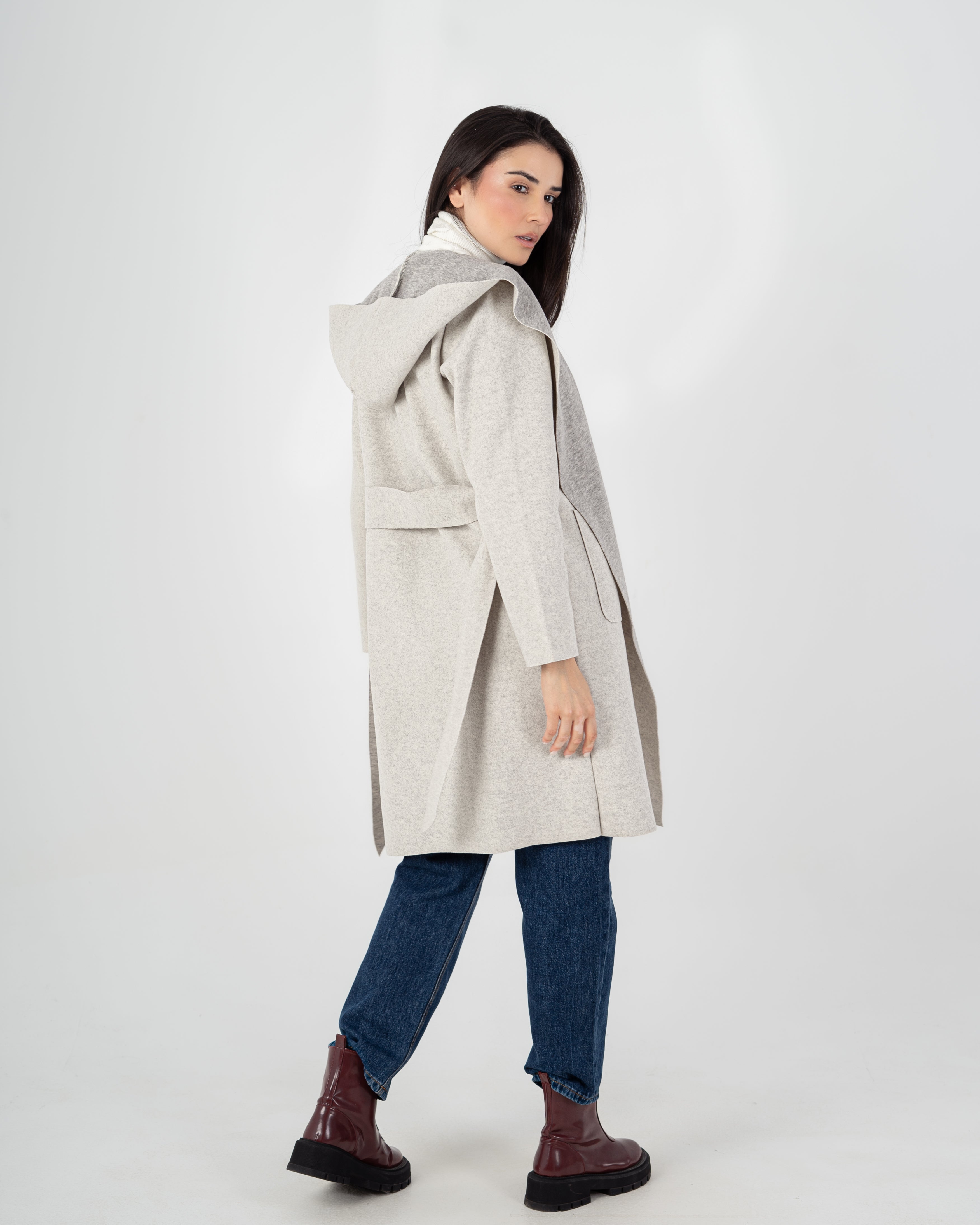 Wool Coat  - Belted (2-Large Pockets)