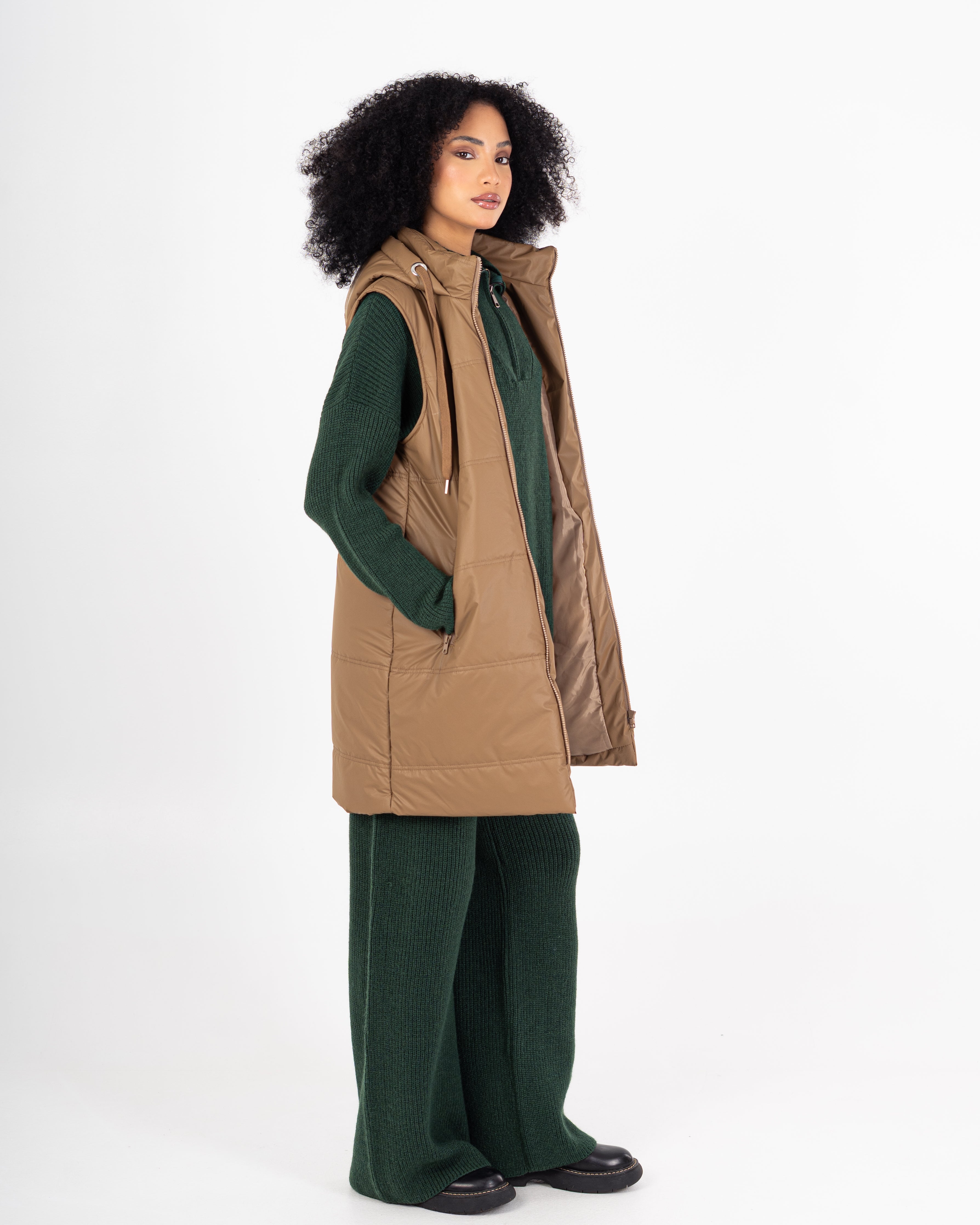 Leather Vest – Long Plain (2 Pockets)