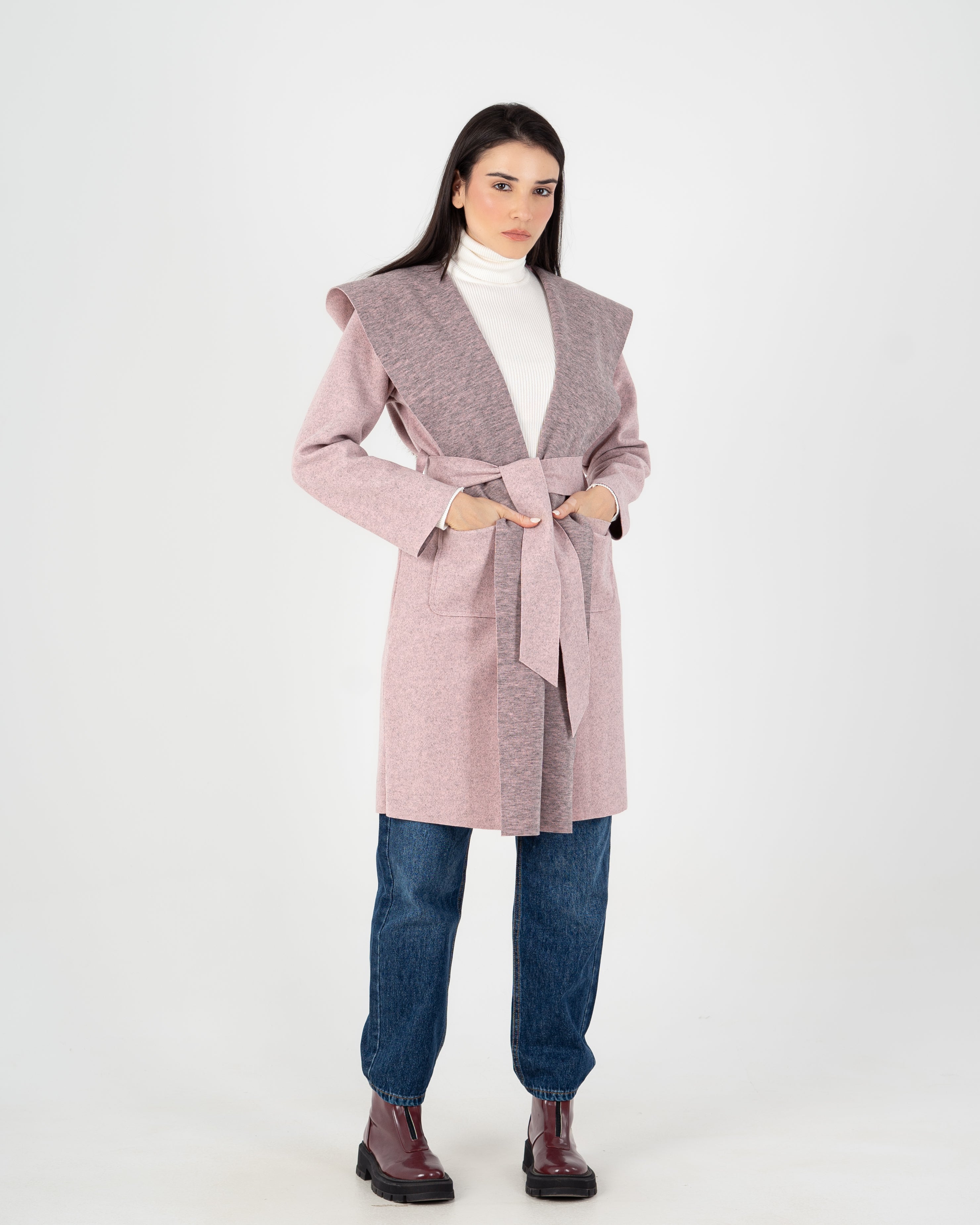 Wool Coat  - Belted (2-Large Pockets)