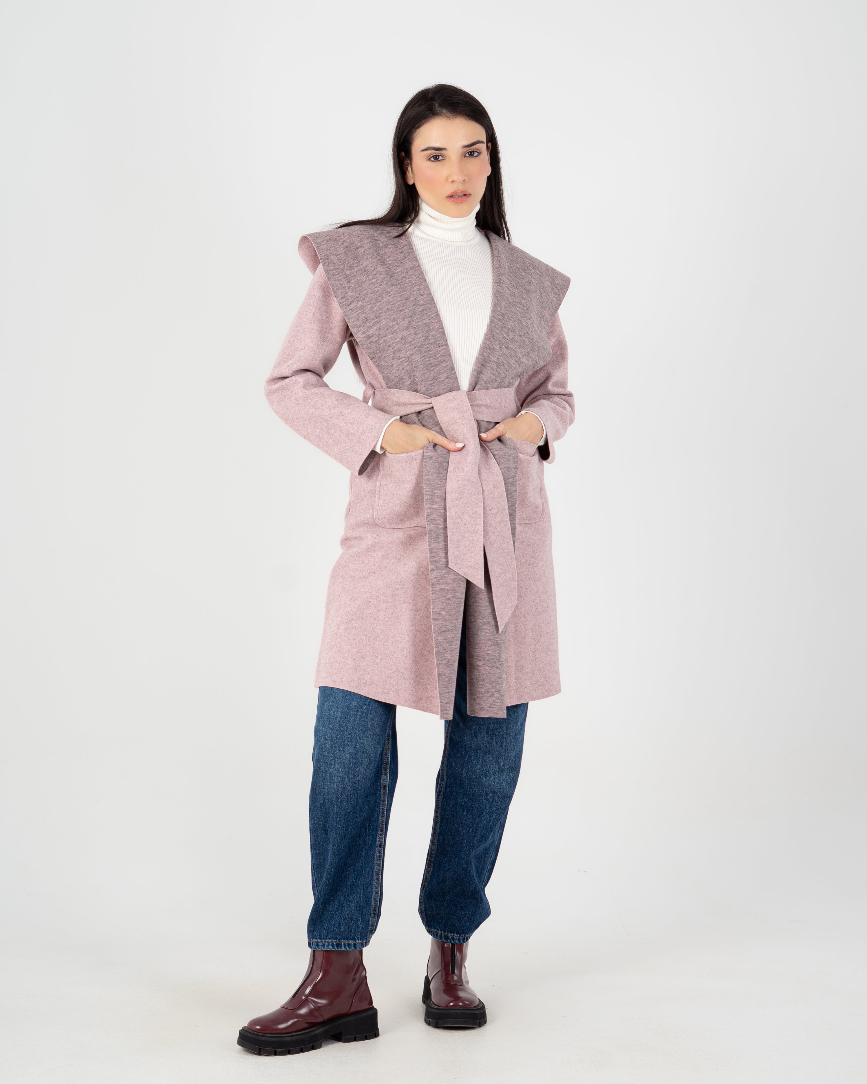 Wool Coat  - Belted (2-Large Pockets)