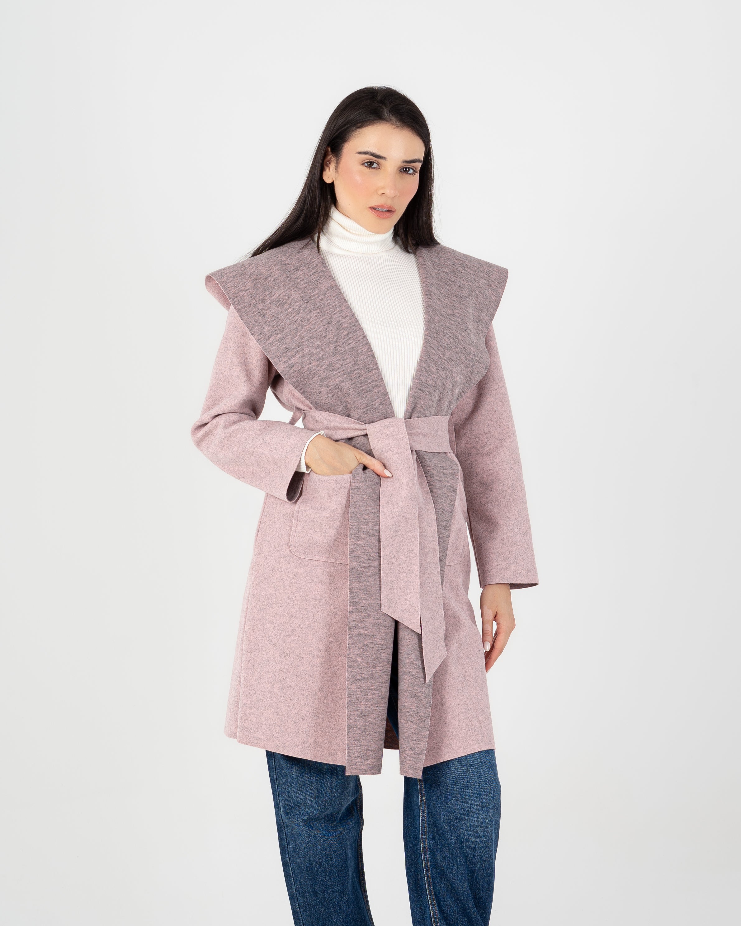 Wool Coat  - Belted (2-Large Pockets)