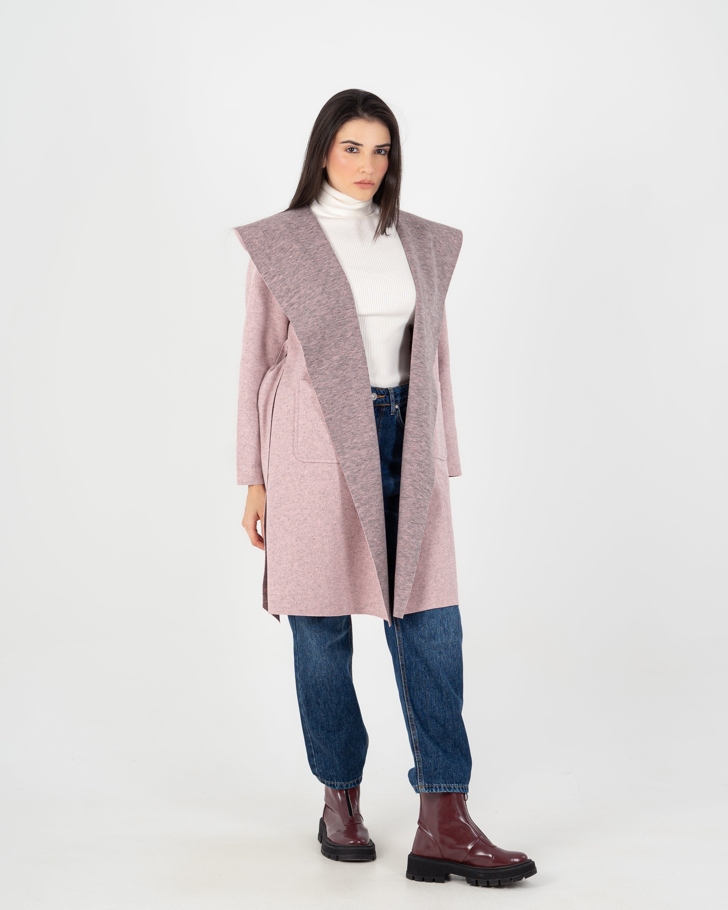 Wool Coat  - Belted (2-Large Pockets)