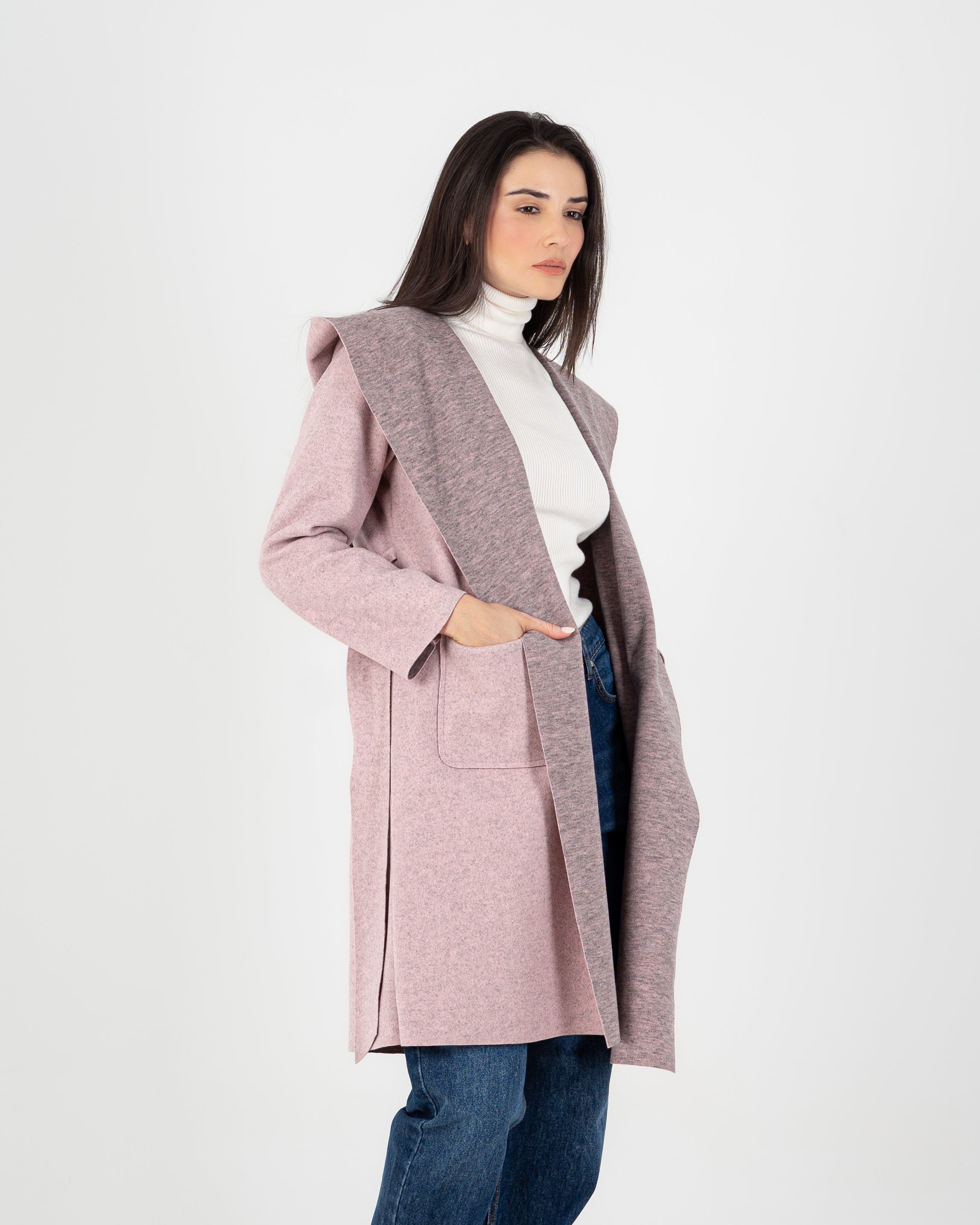 Wool Coat  - Belted (2-Large Pockets)