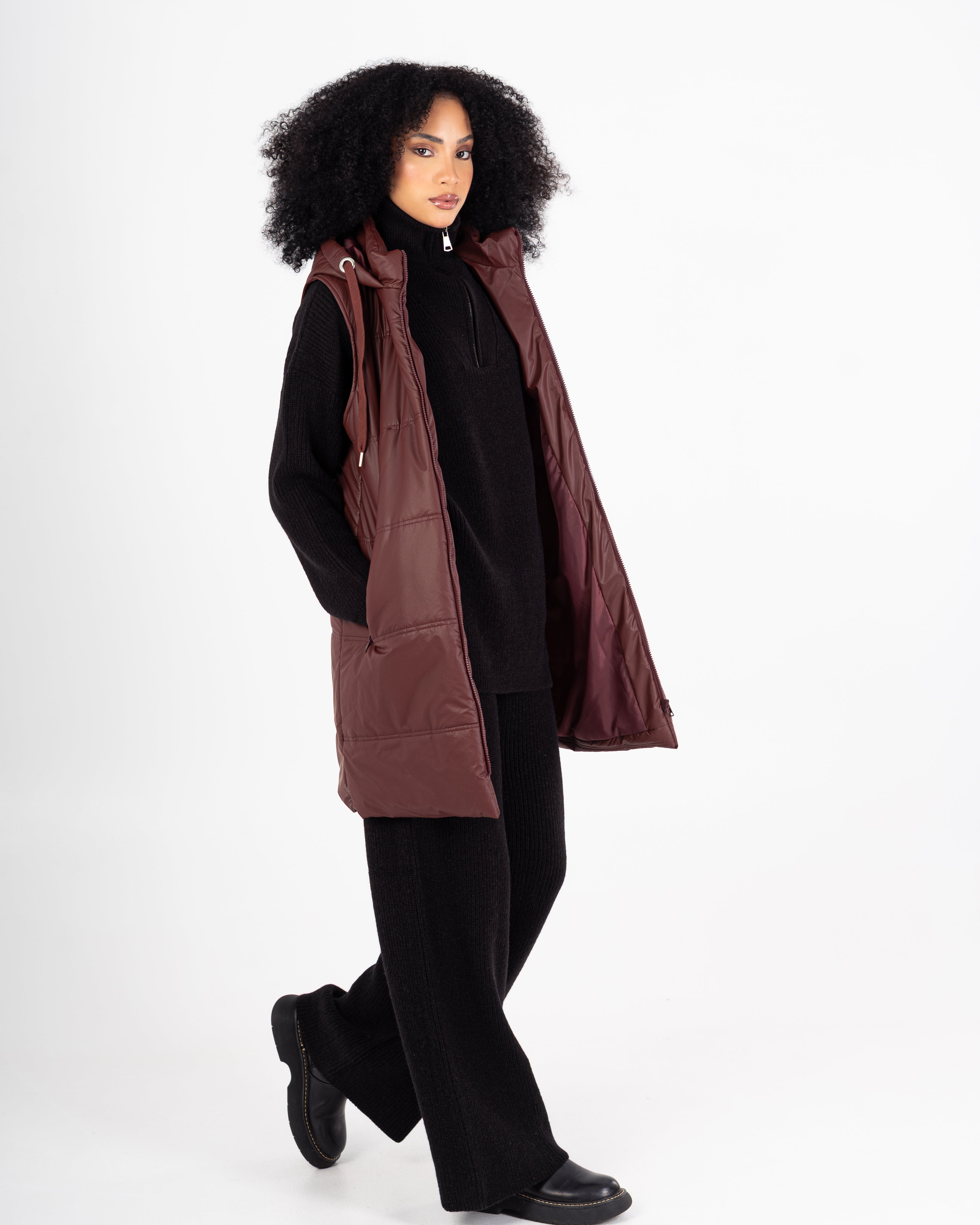 Leather Vest – Long Plain (2 Pockets)