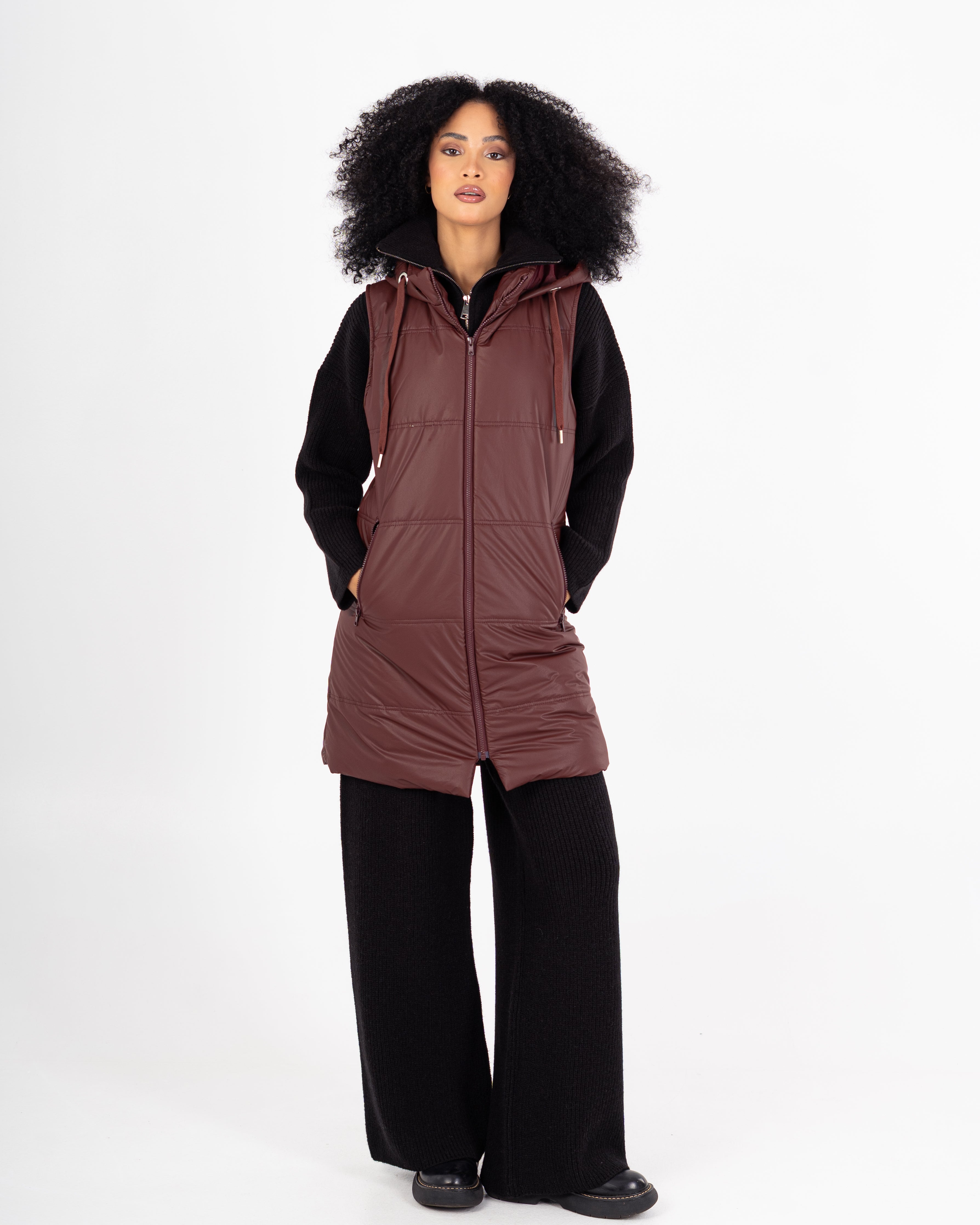 Leather Vest – Long Plain (2 Pockets)