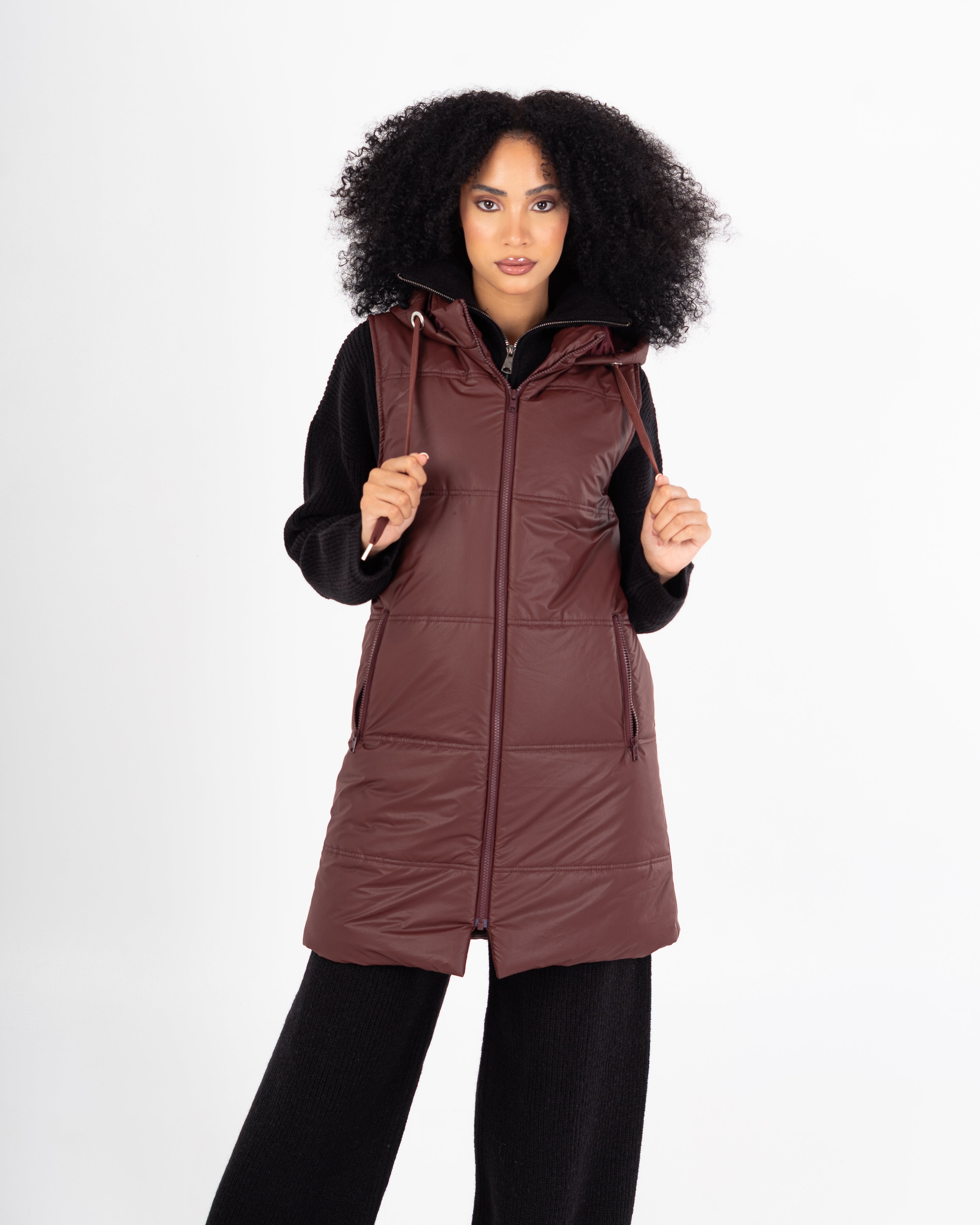 Leather Vest – Long Plain (2 Pockets)