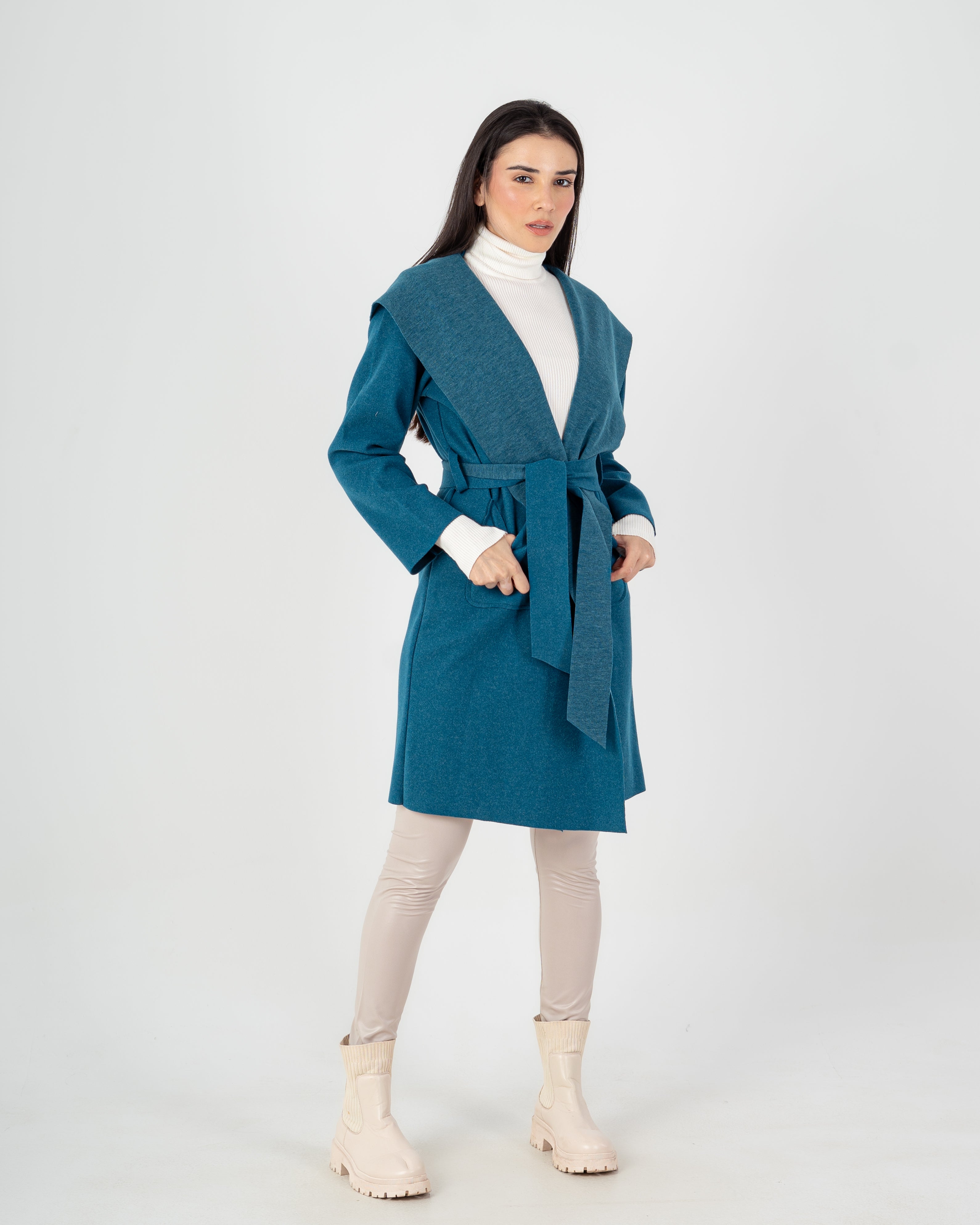 Wool Coat  - Belted (2-Large Pockets)