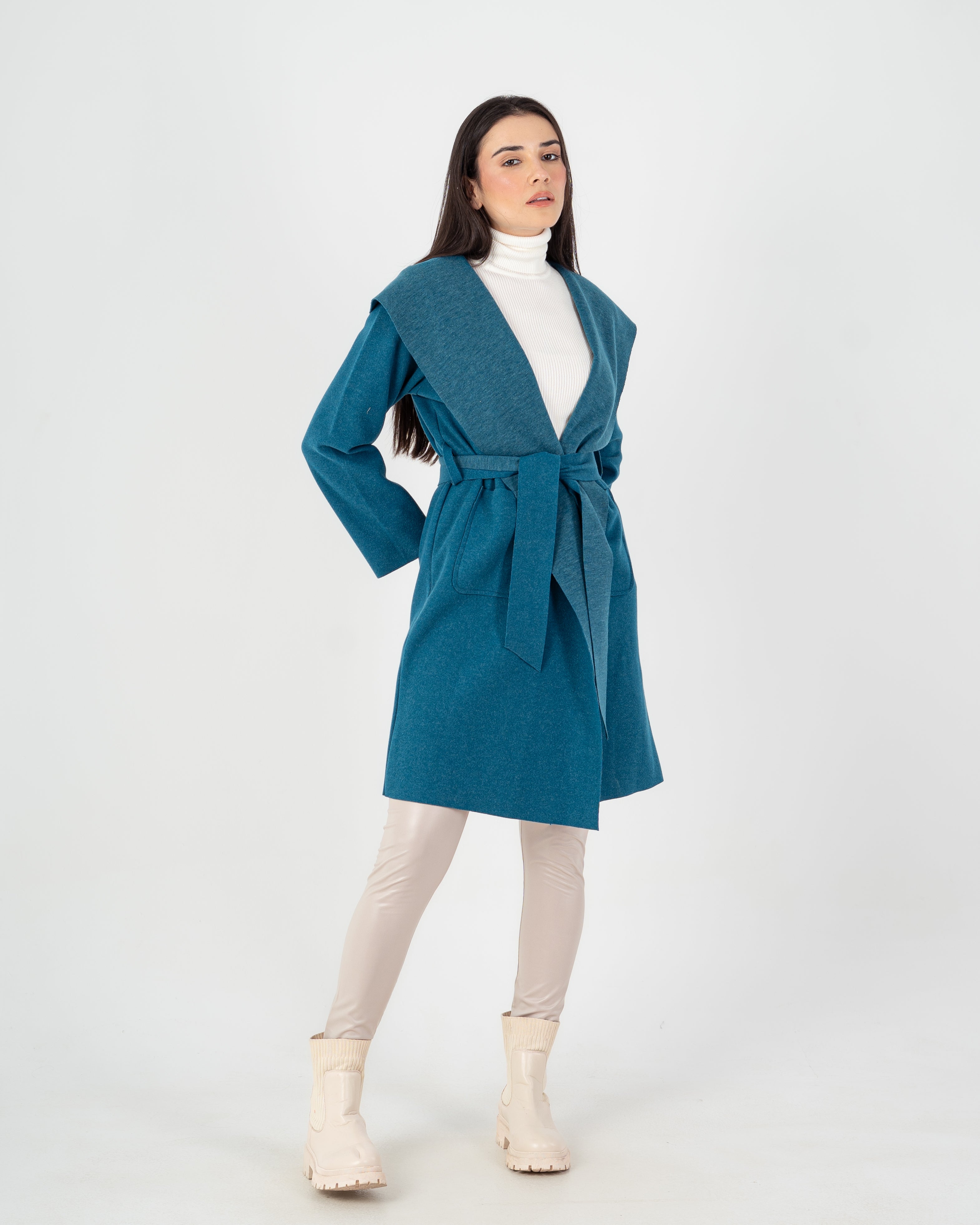 Wool Coat  - Belted (2-Large Pockets)