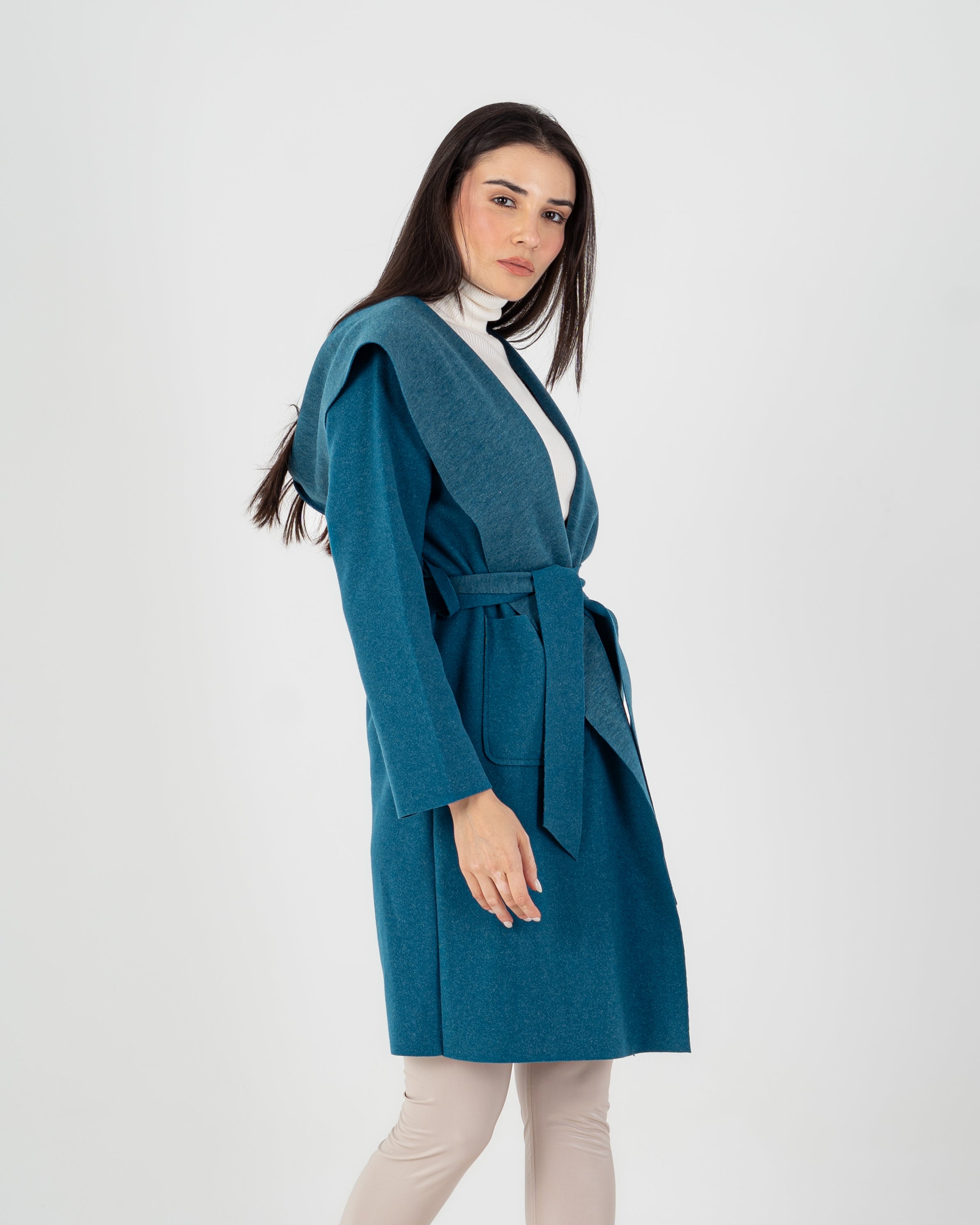 Wool Coat  - Belted (2-Large Pockets)