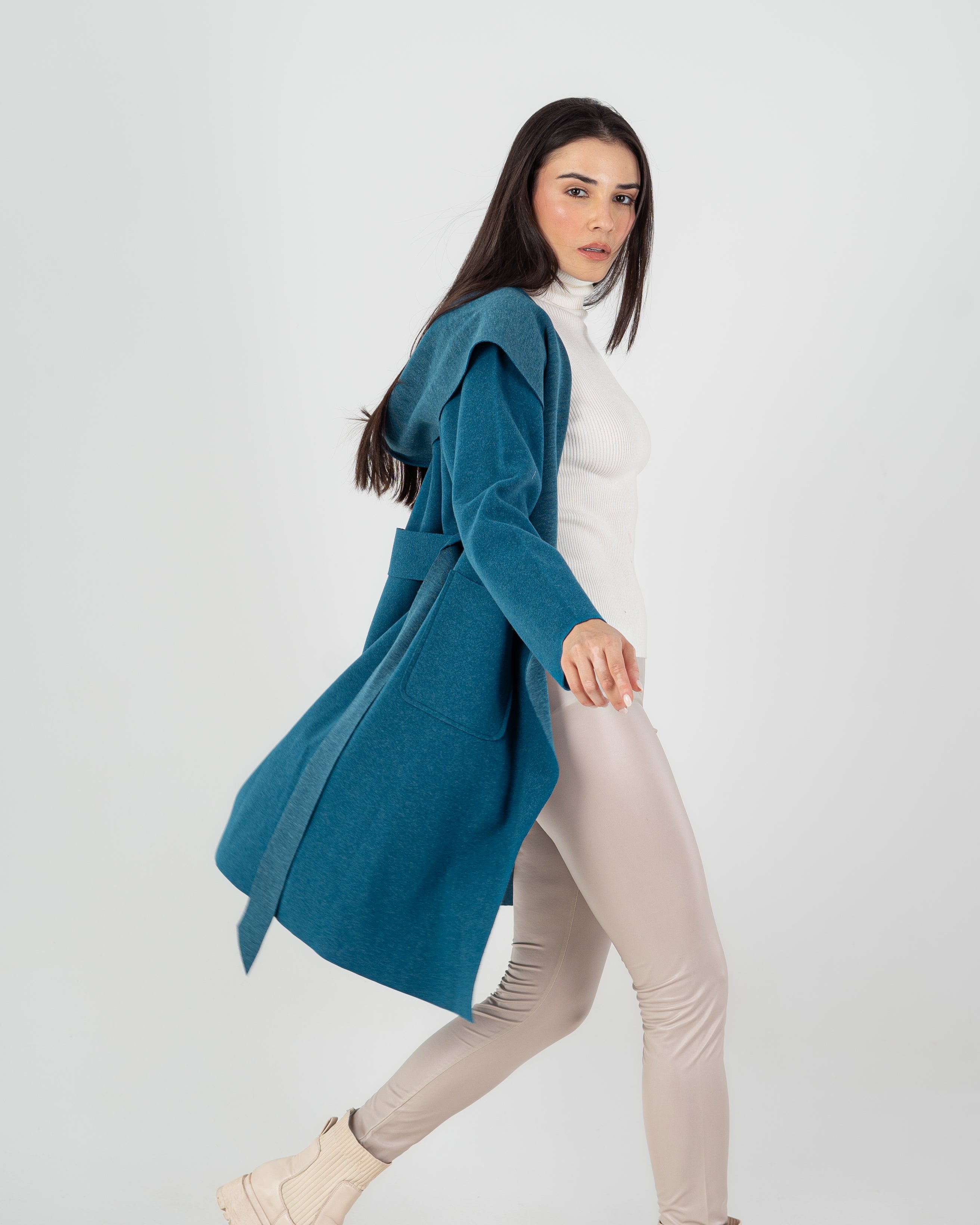 Wool Coat  - Belted (2-Large Pockets)