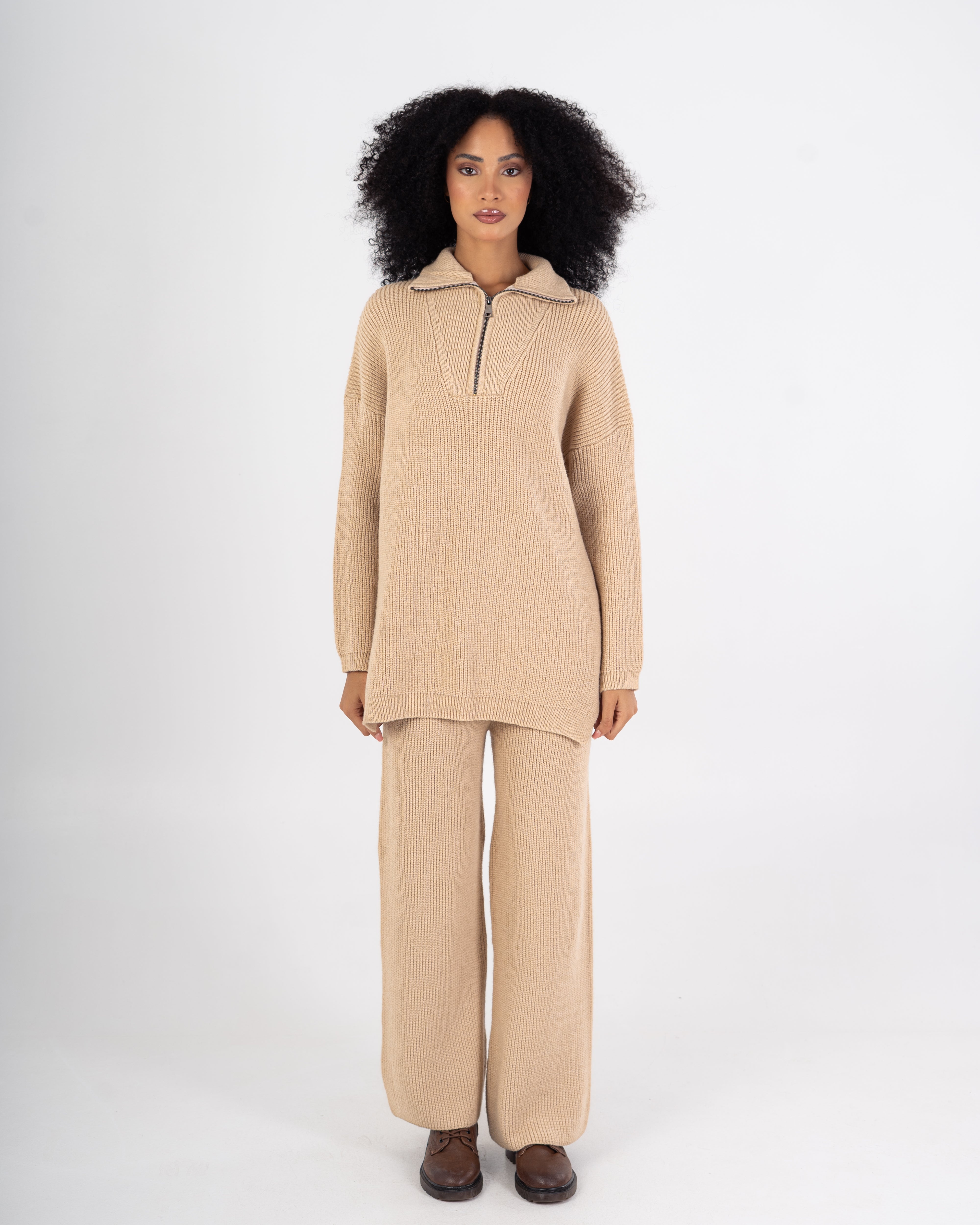 Knitwear Suit – Plain (High Neck With Zipper)