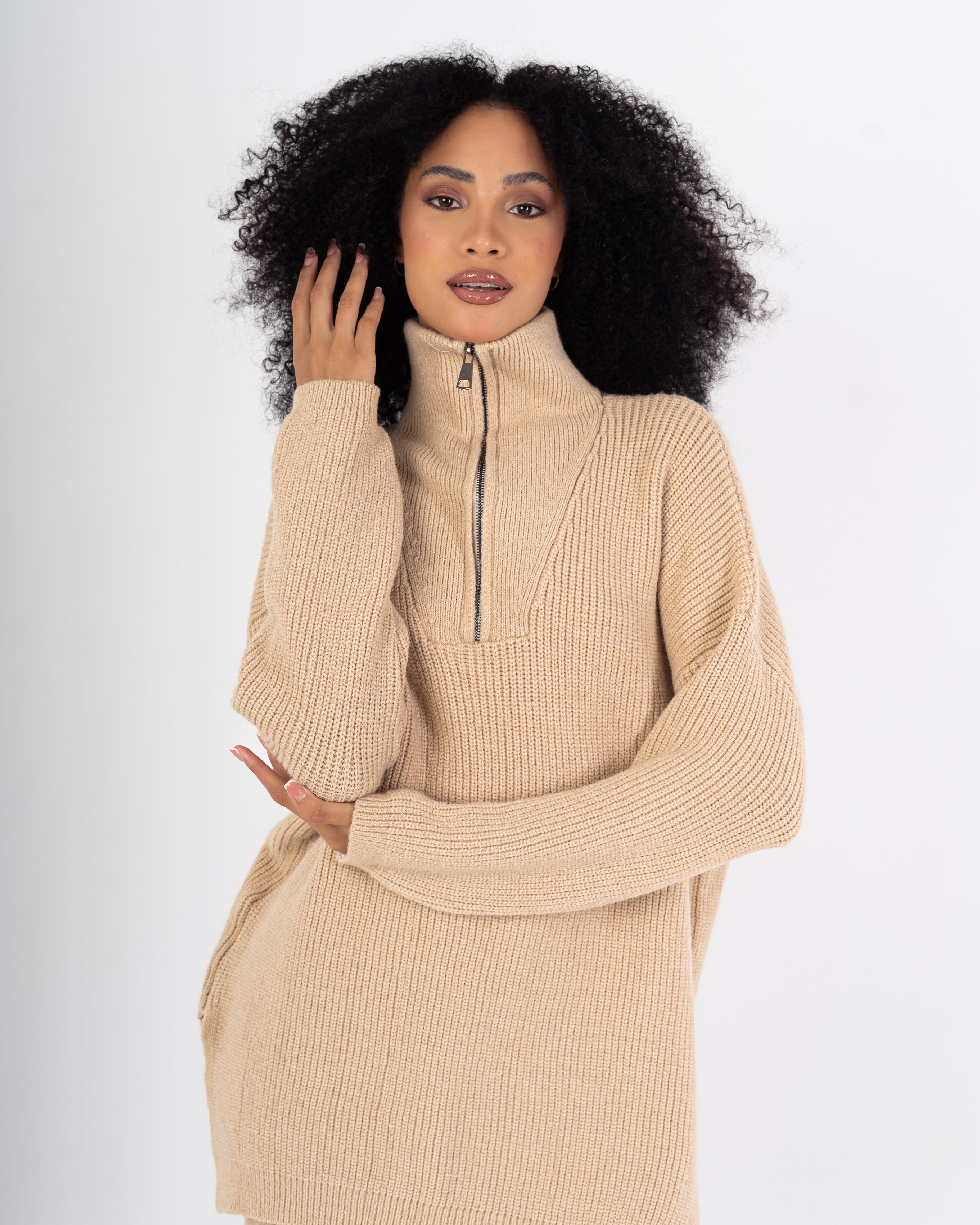 Knitwear Suit – Plain (High Neck With Zipper)