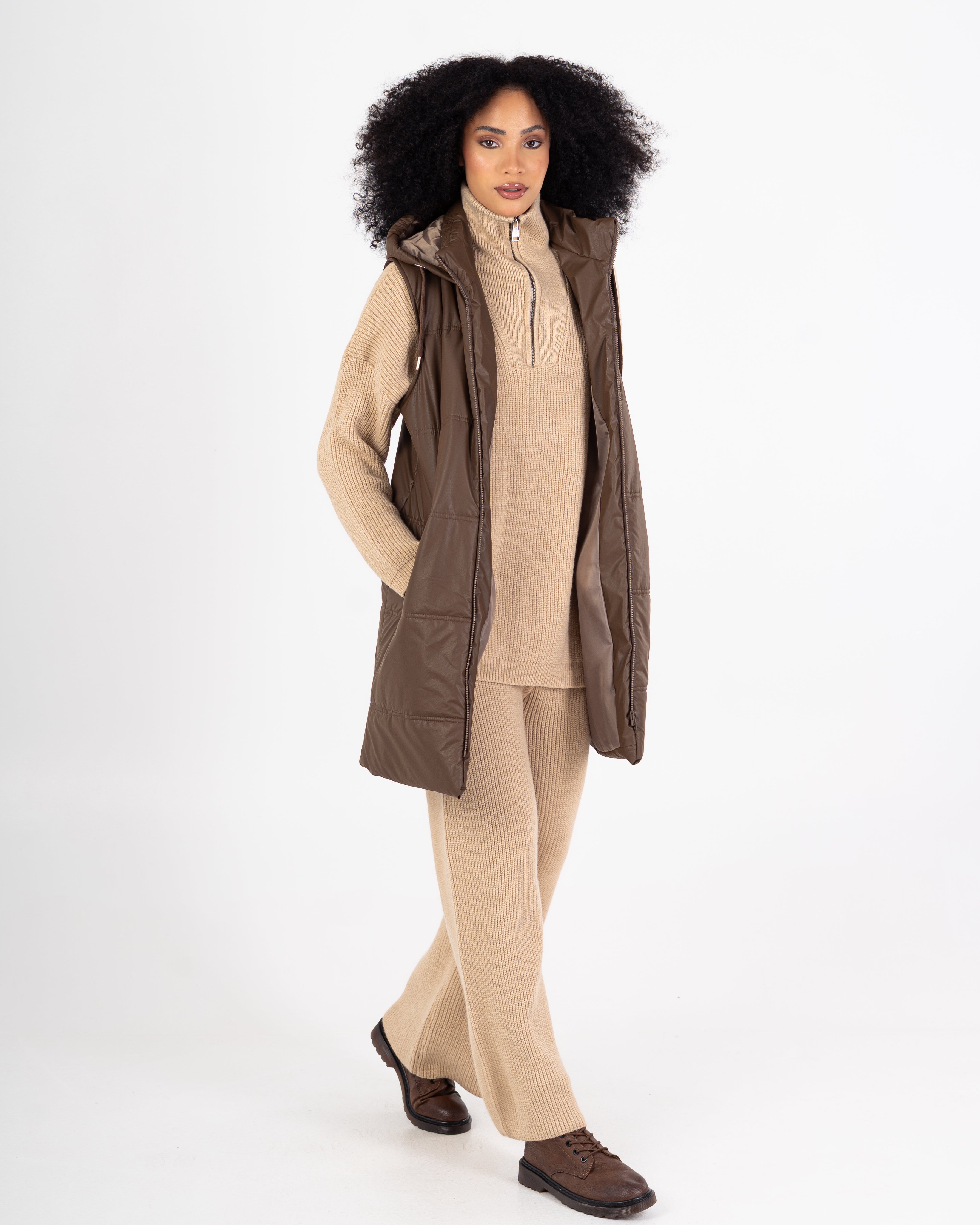 Leather Vest – Long Plain (2 Pockets)