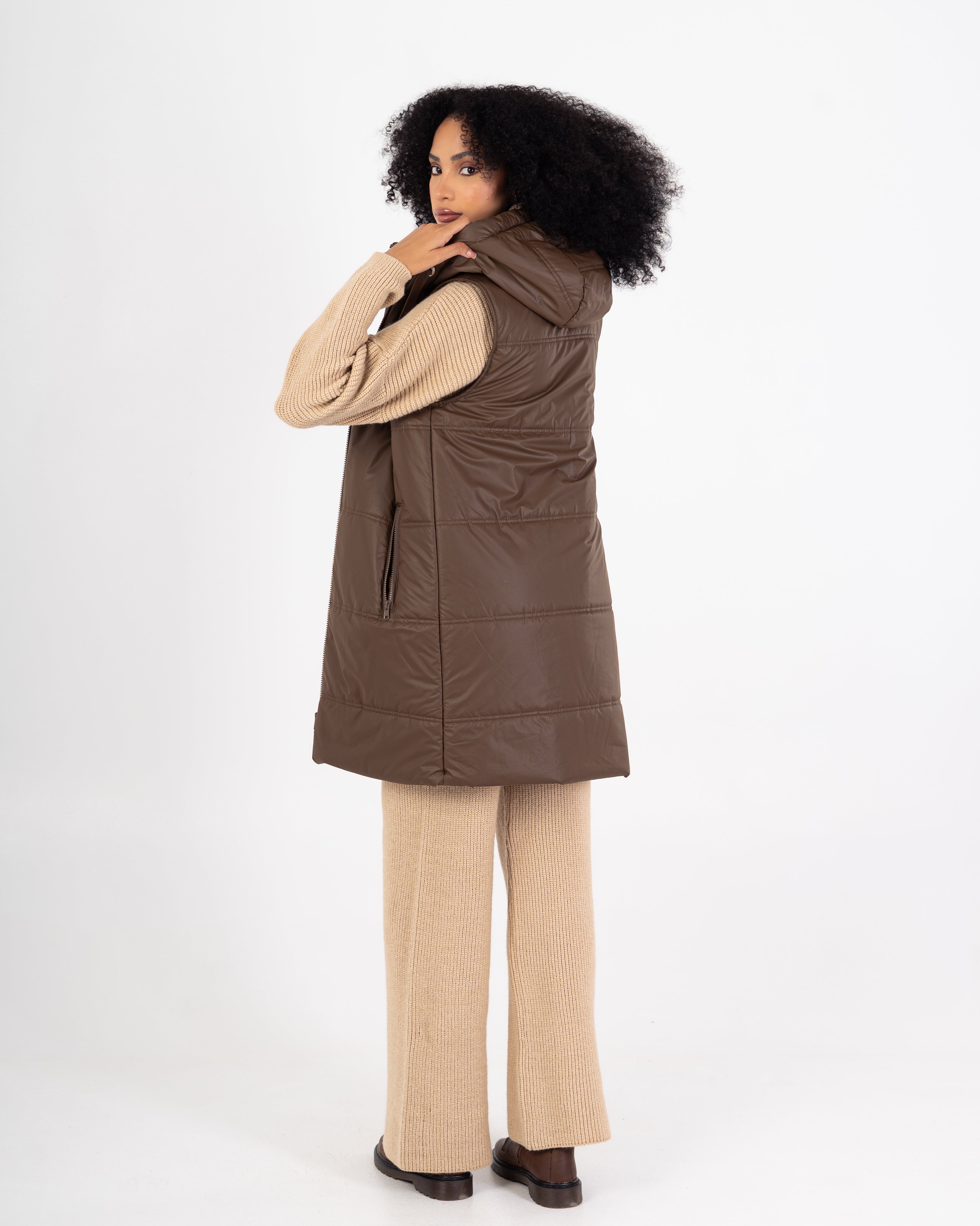 Leather Vest – Long Plain (2 Pockets)