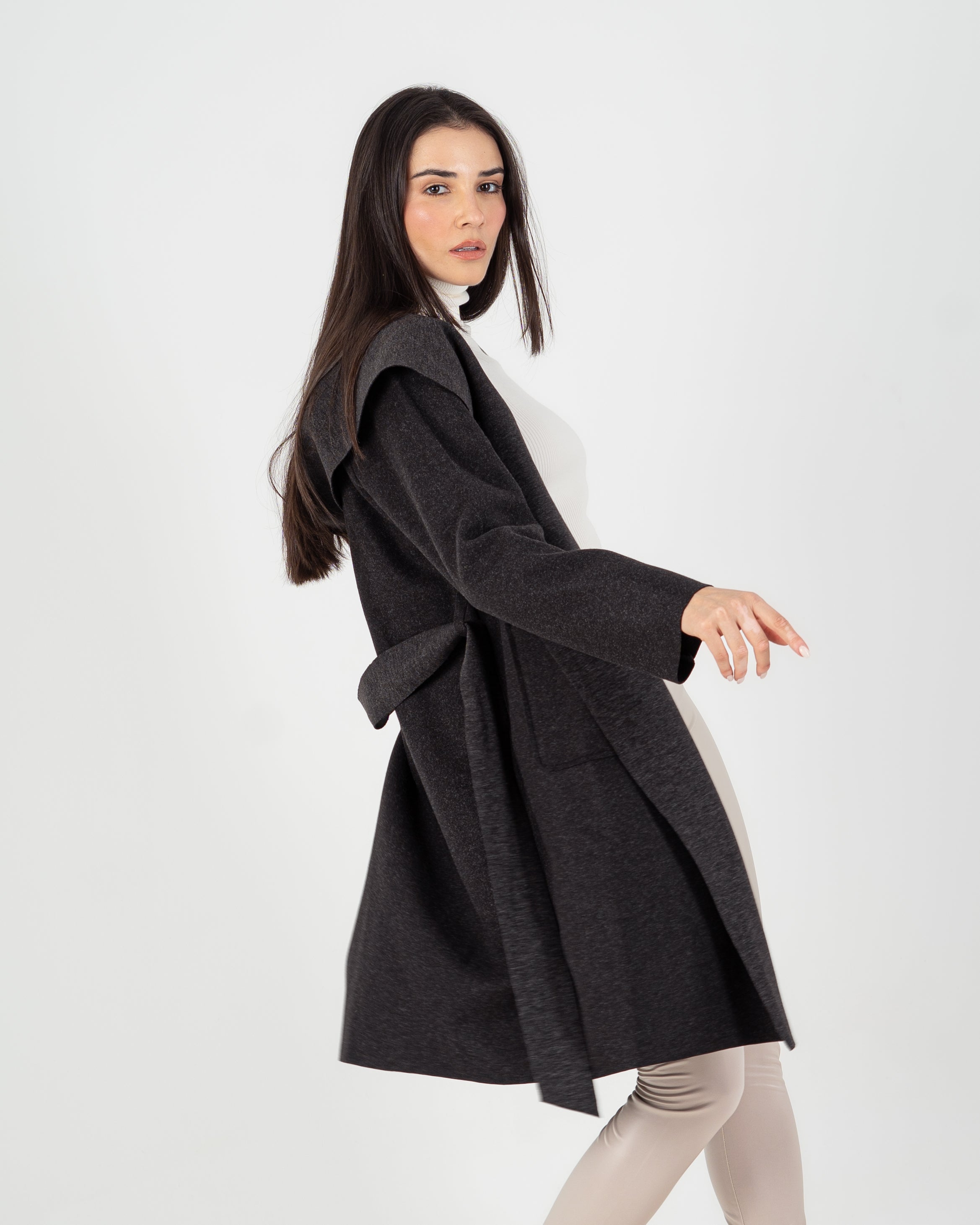 Wool Coat  - Belted (2-Large Pockets)