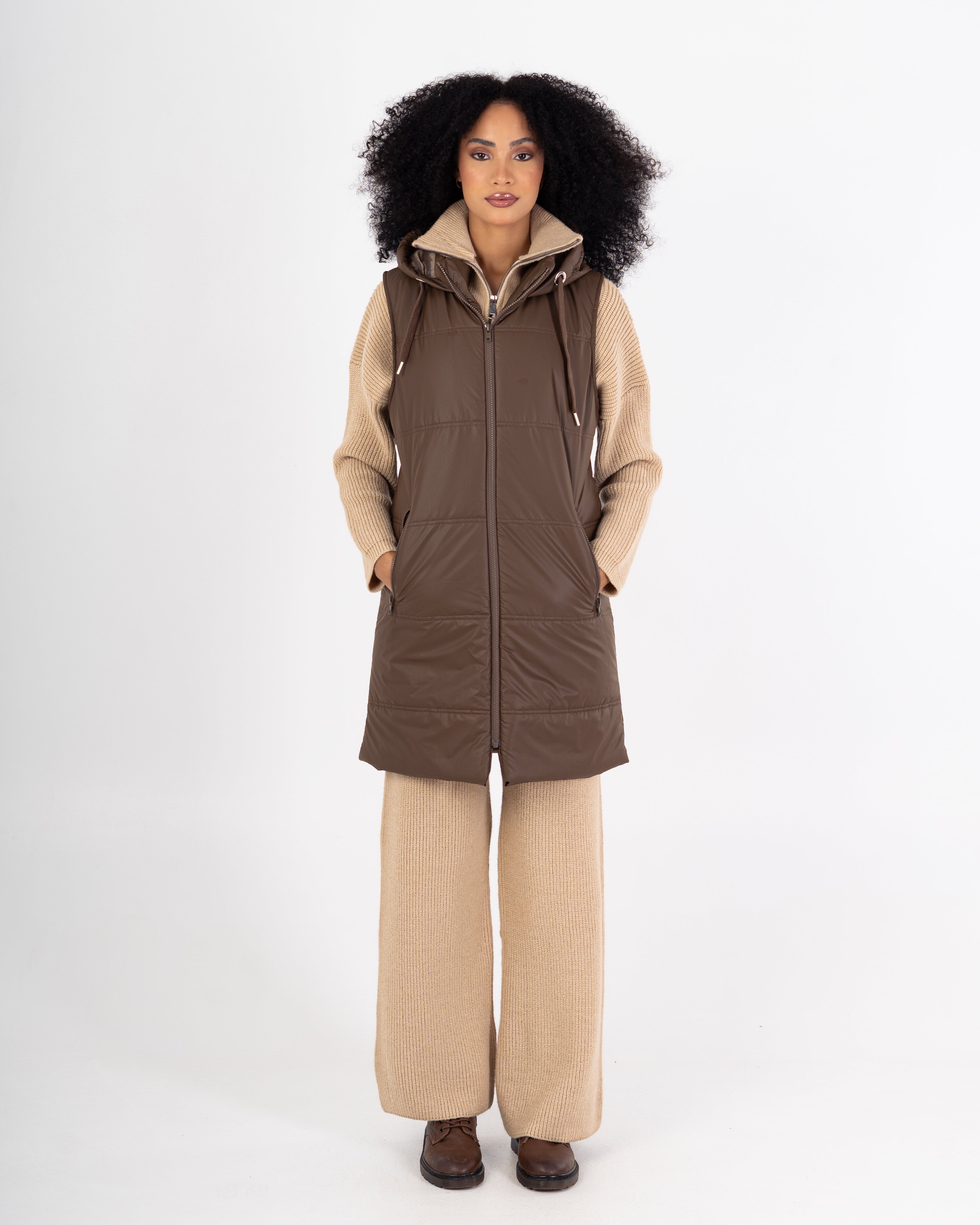 Leather Vest – Long Plain (2 Pockets)