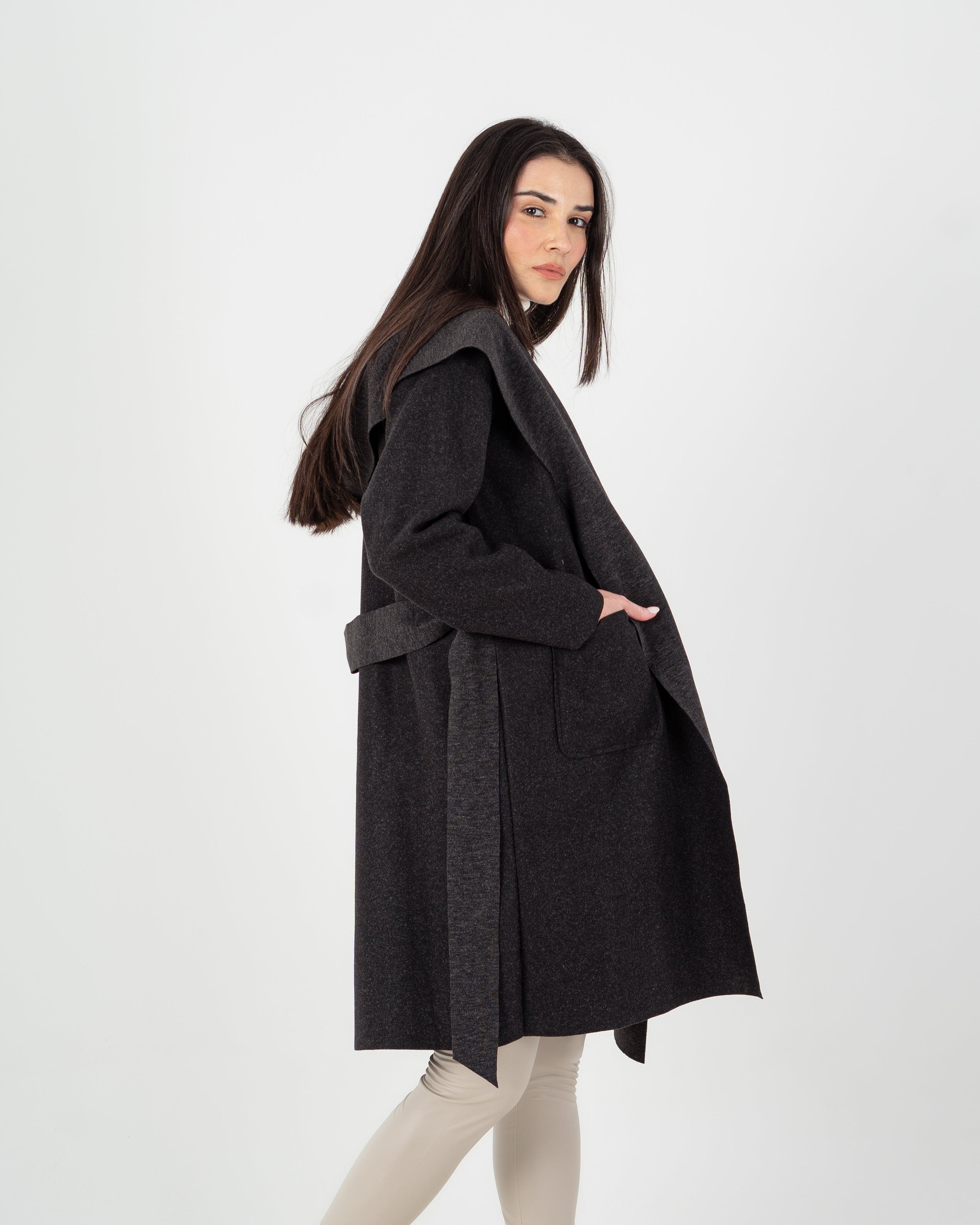 Wool Coat  - Belted (2-Large Pockets)