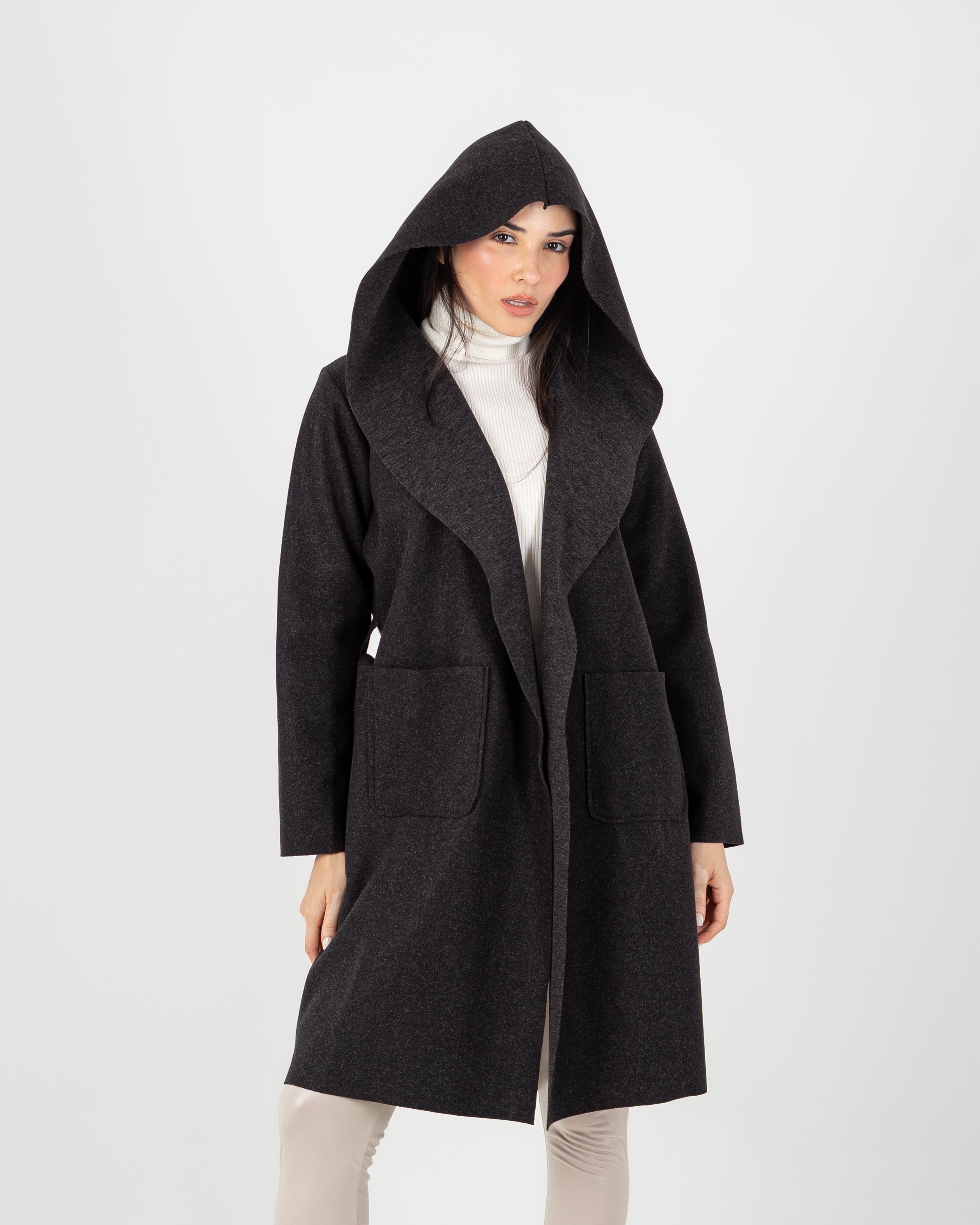 Wool Coat  - Belted (2-Large Pockets)