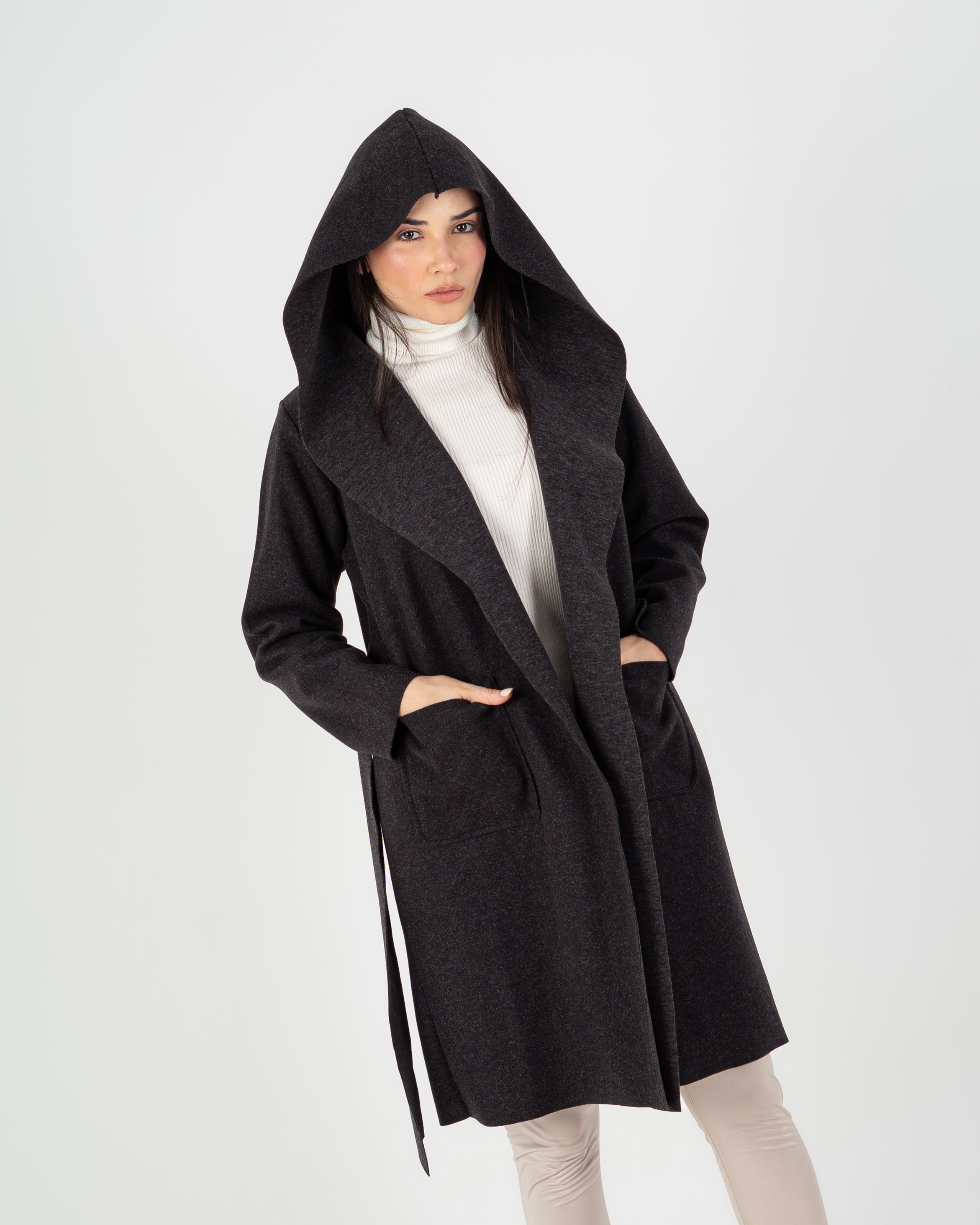 Wool Coat  - Belted (2-Large Pockets)