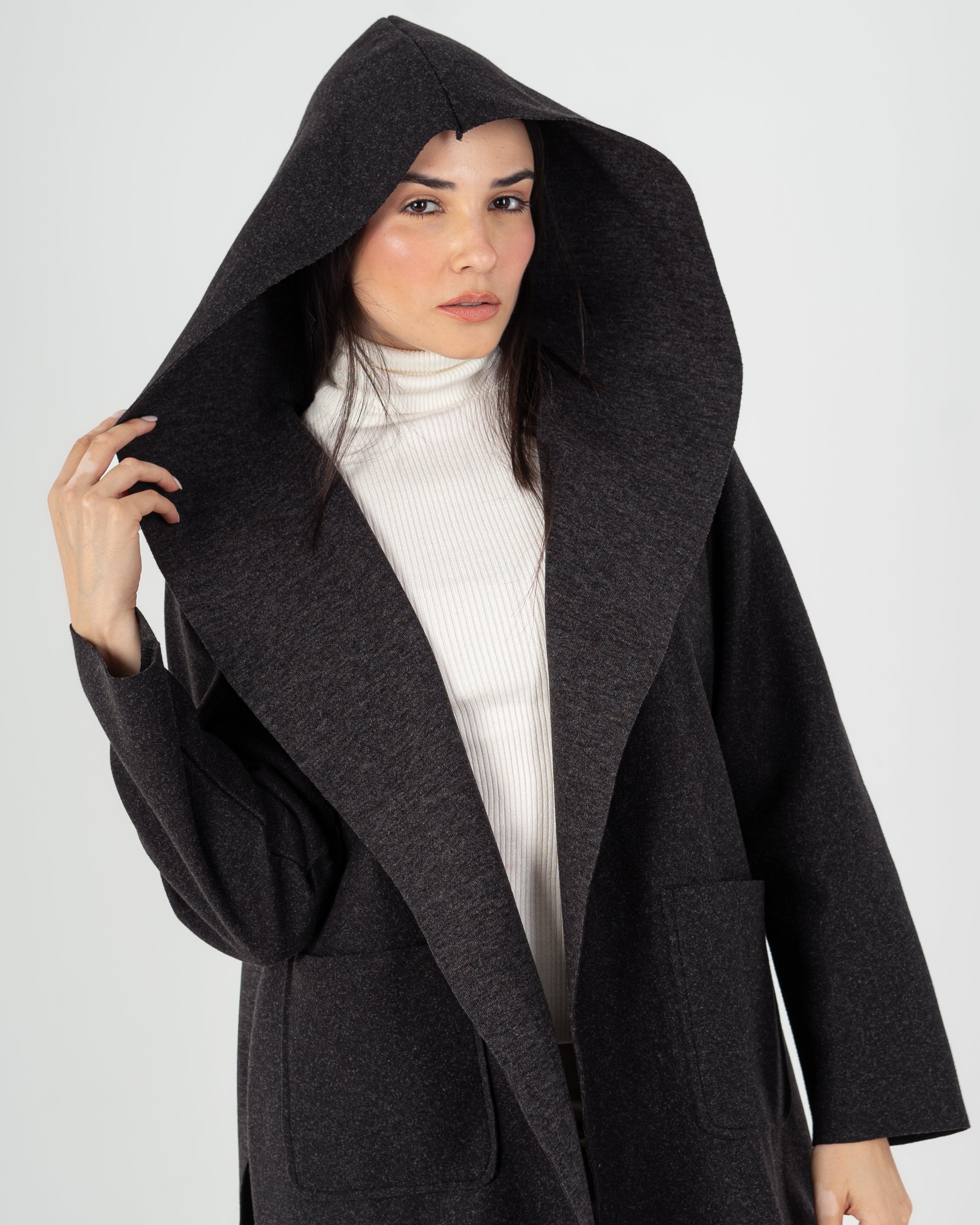 Wool Coat  - Belted (2-Large Pockets)