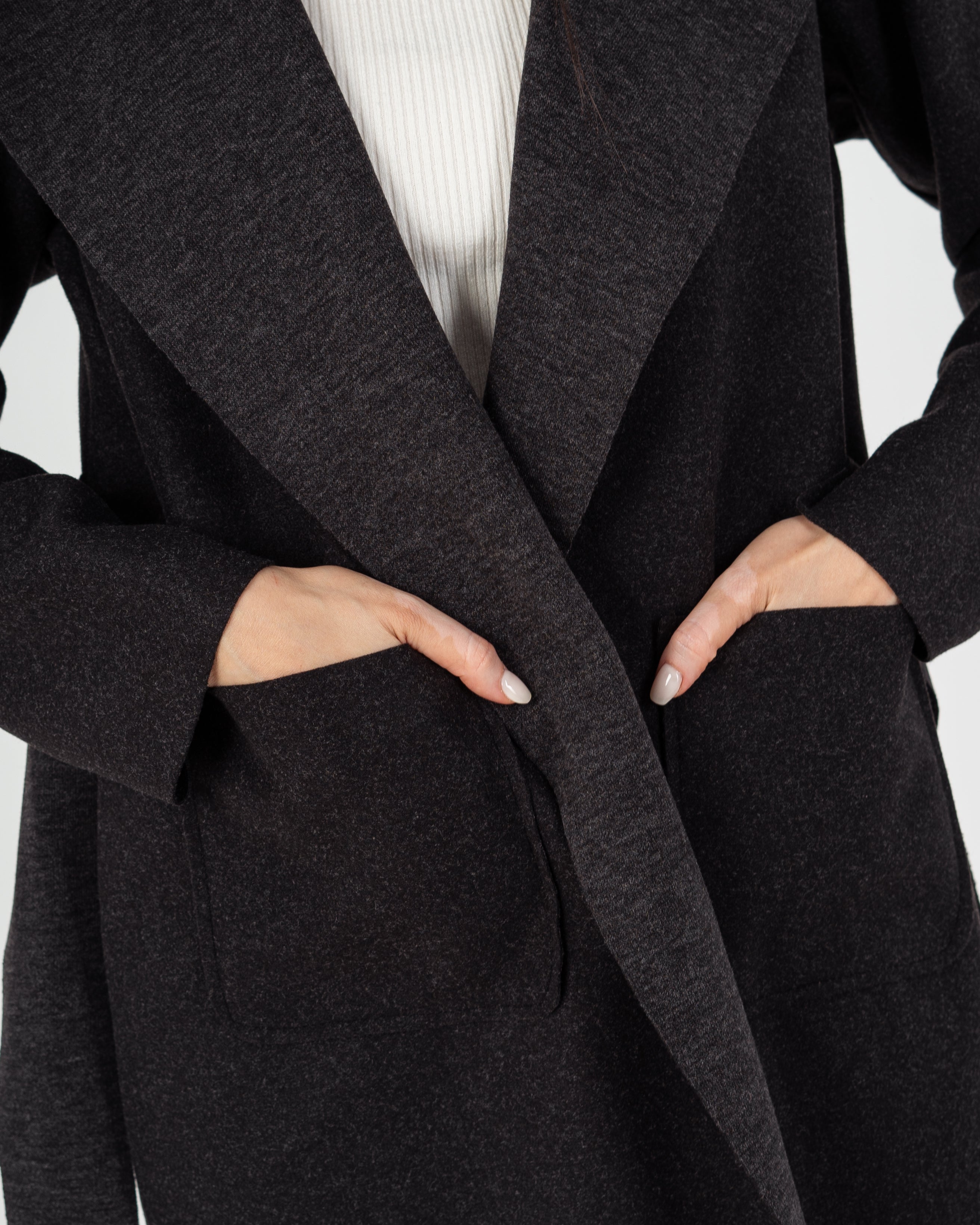 Wool Coat  - Belted (2-Large Pockets)