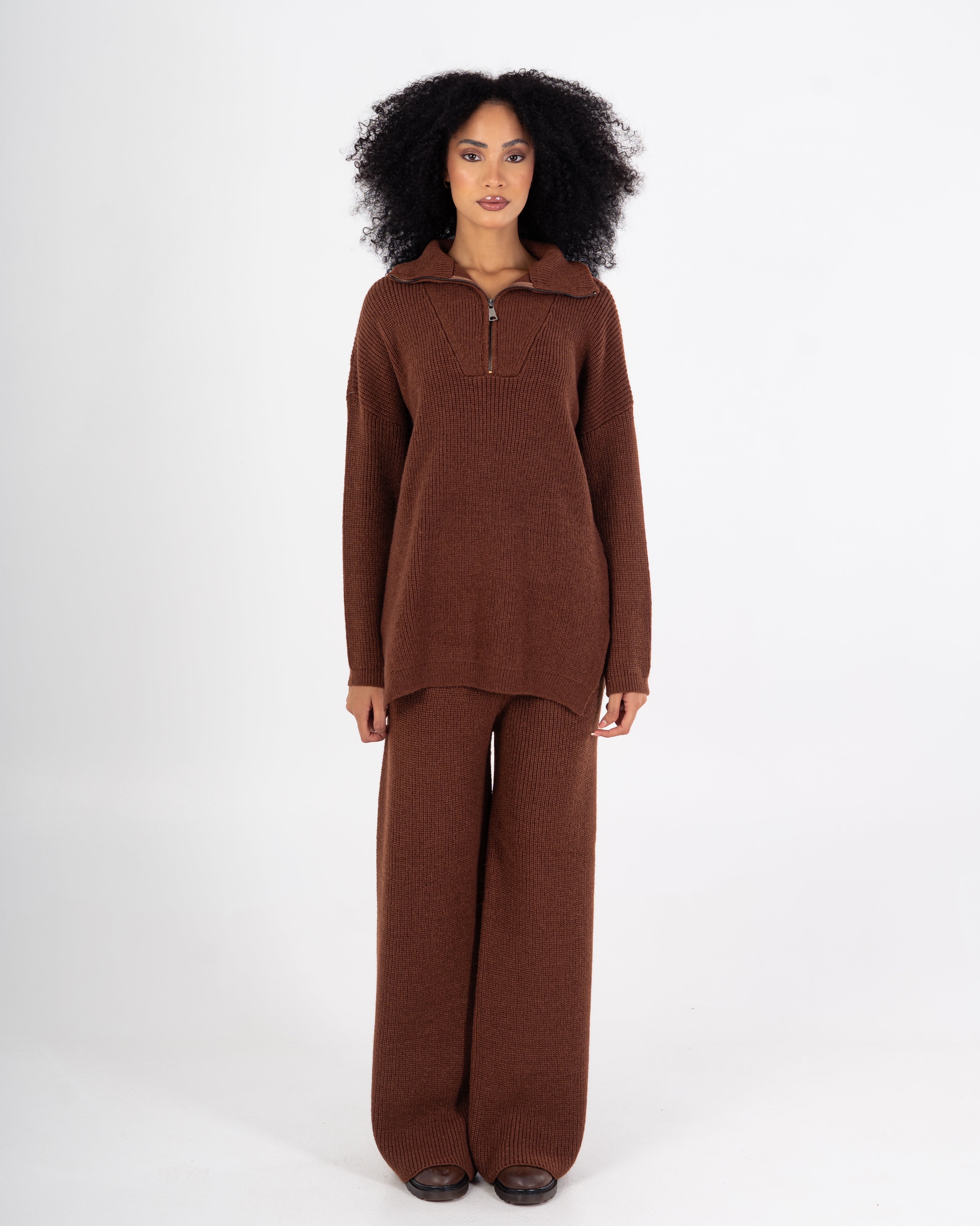 Knitwear Suit – Plain (High Neck With Zipper)