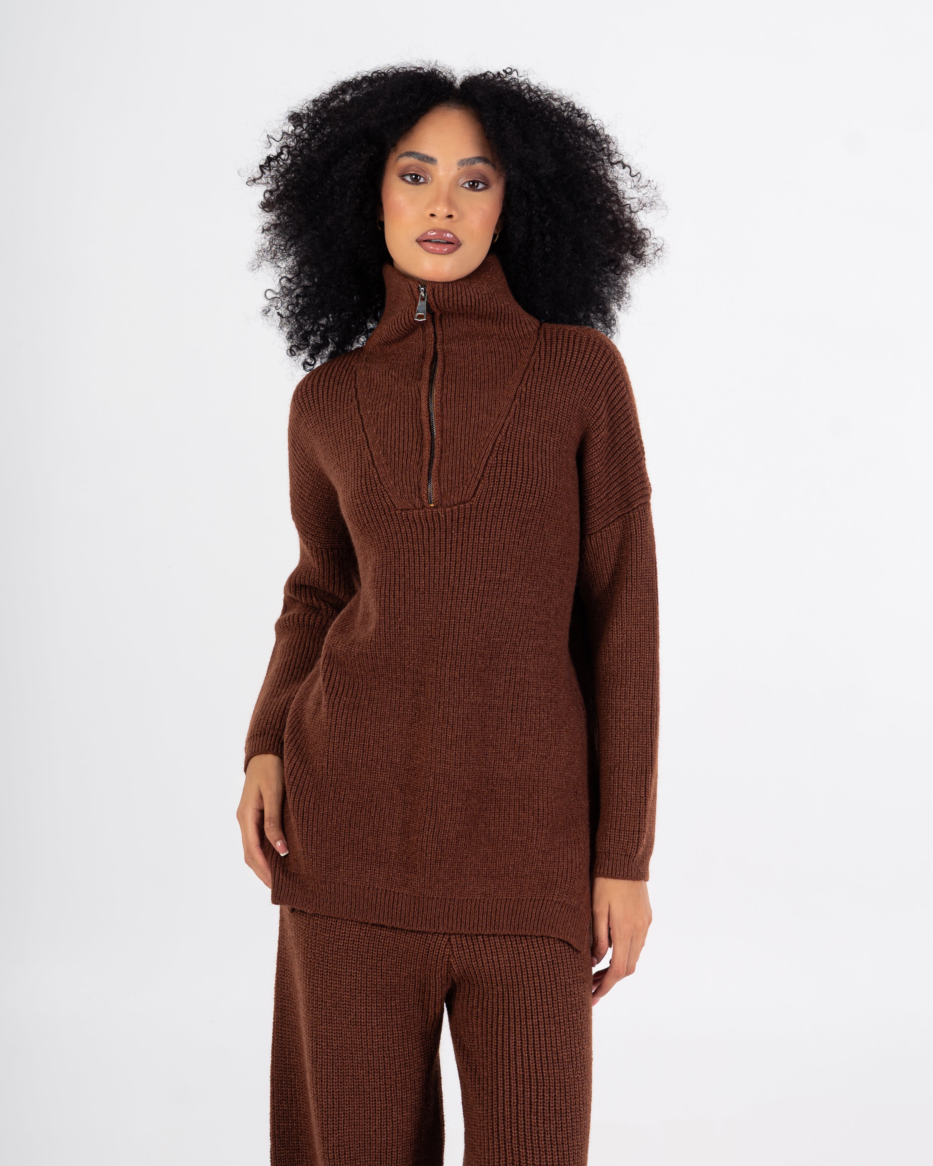 Knitwear Suit – Plain (High Neck With Zipper)