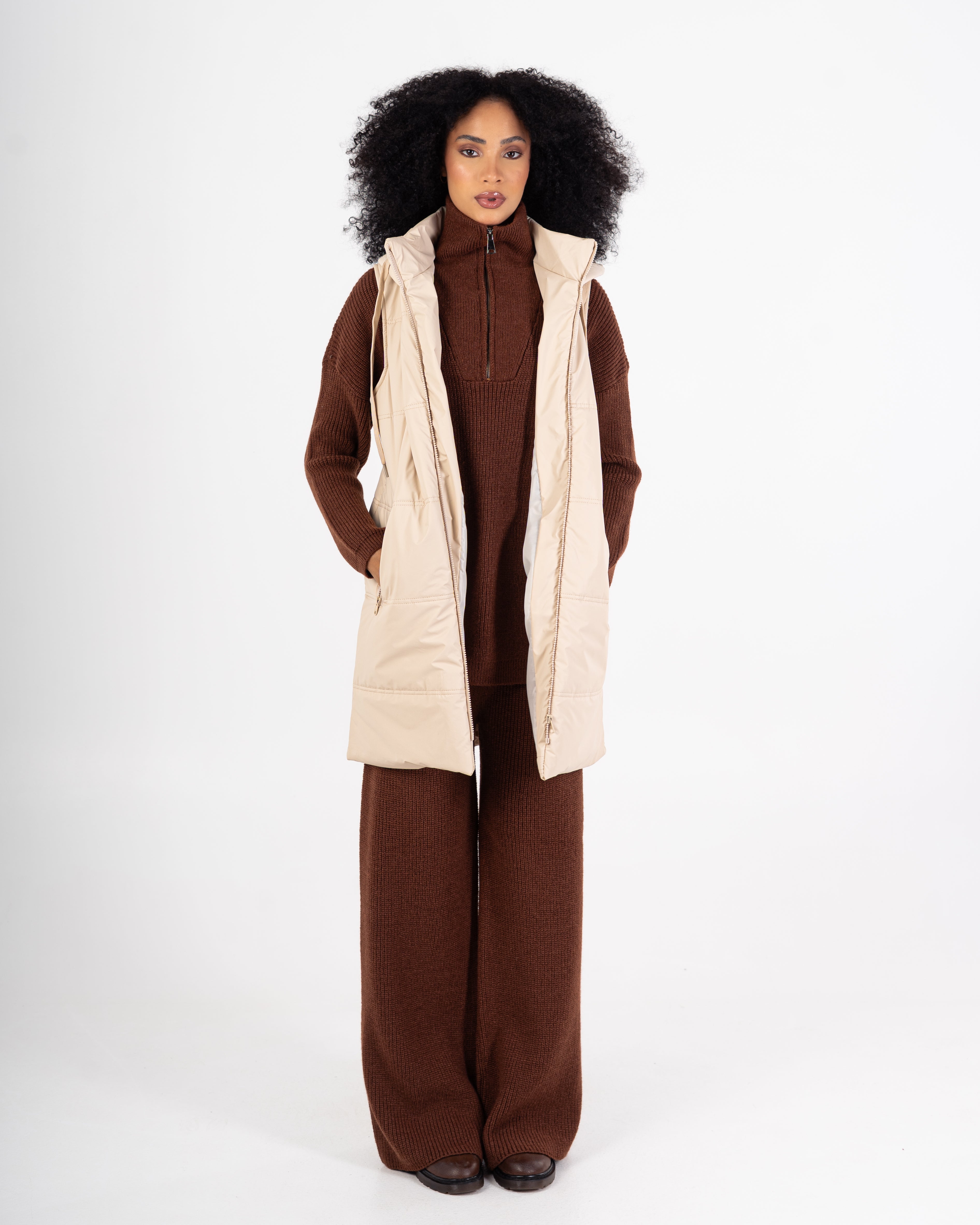 Leather Vest – Long Plain (2 Pockets)