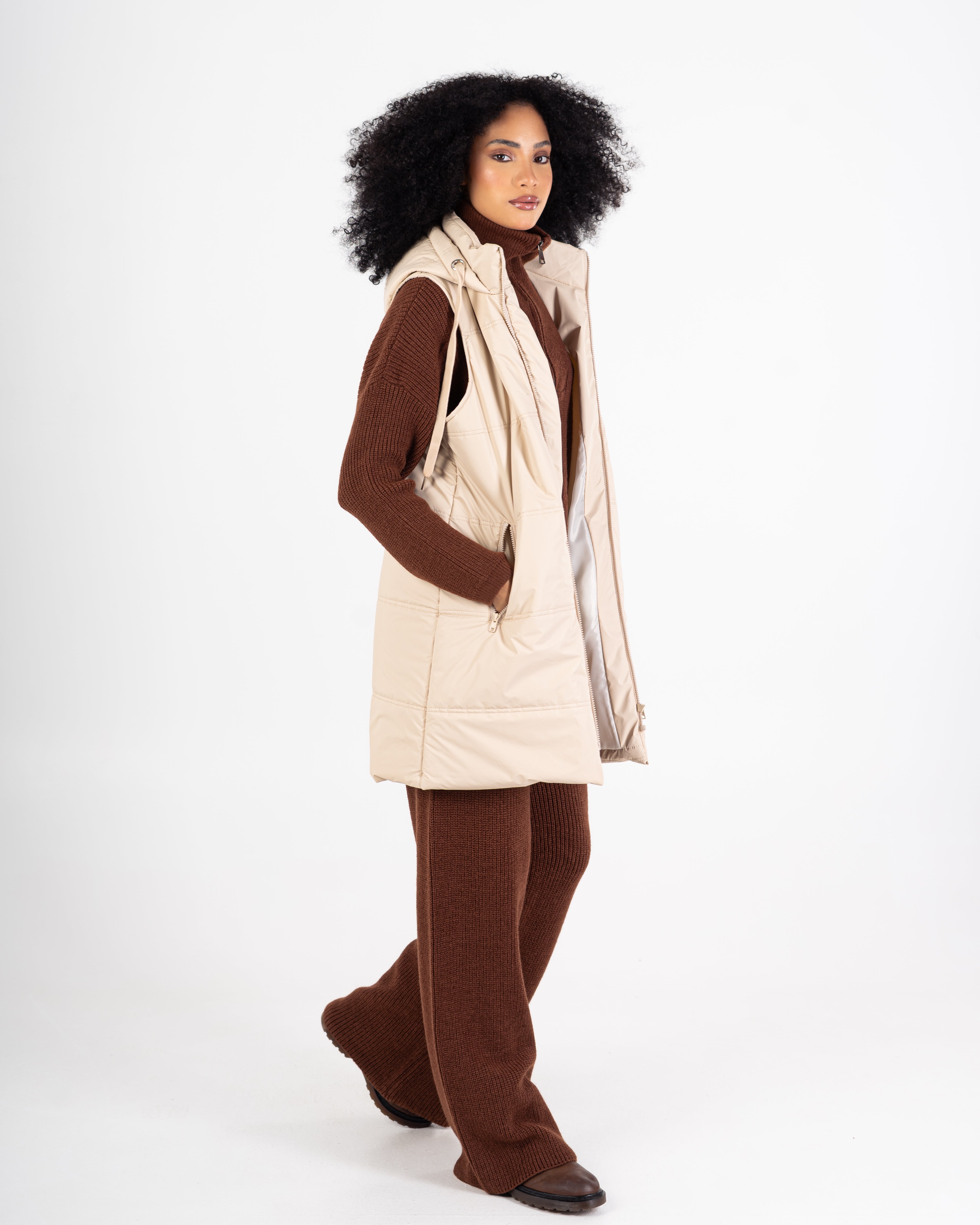 Leather Vest – Long Plain (2 Pockets)