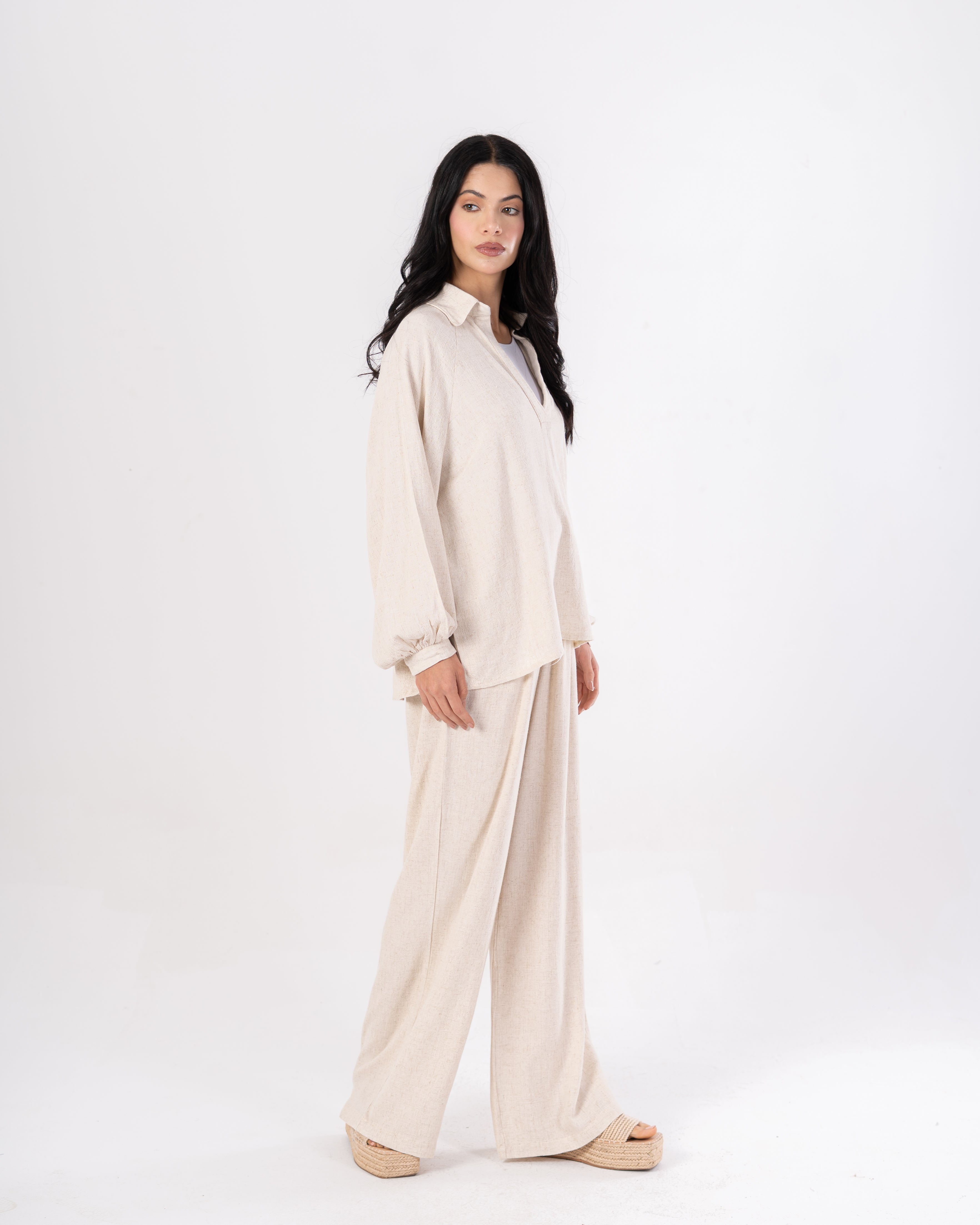 Plain Shirt – (V-Neck) With Wide Sleeves