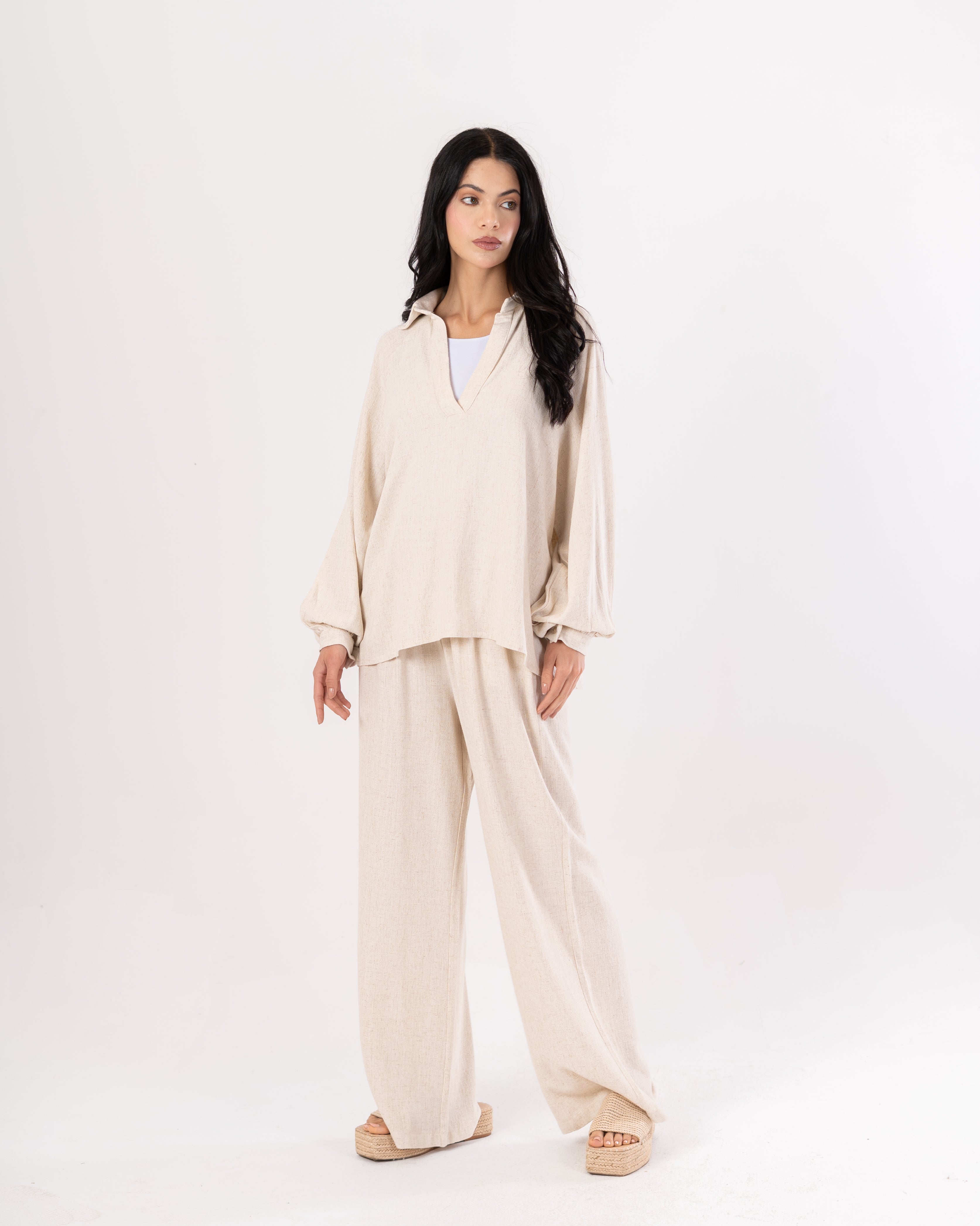 Plain Shirt – (V-Neck) With Wide Sleeves