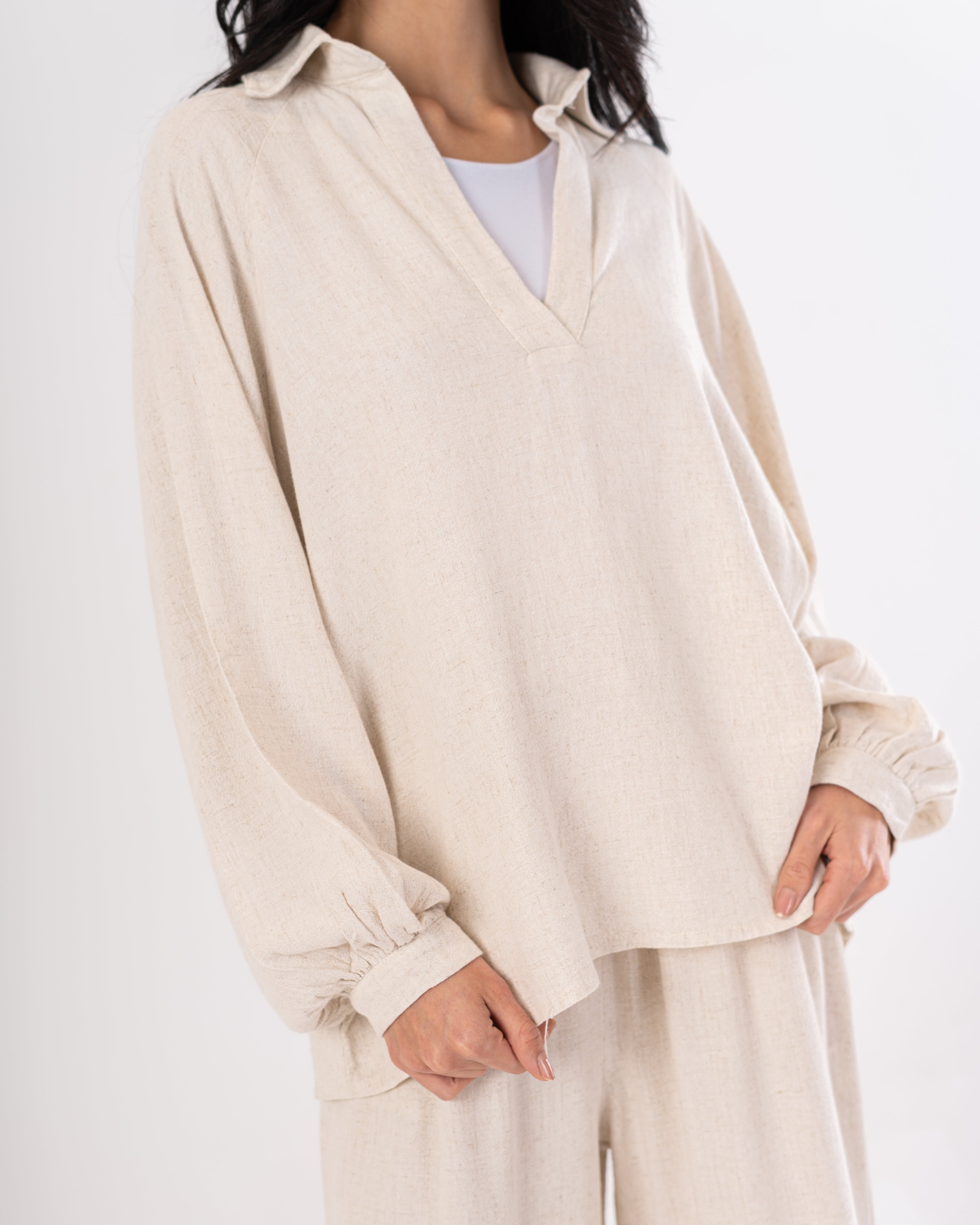 Plain Shirt – (V-Neck) With Wide Sleeves