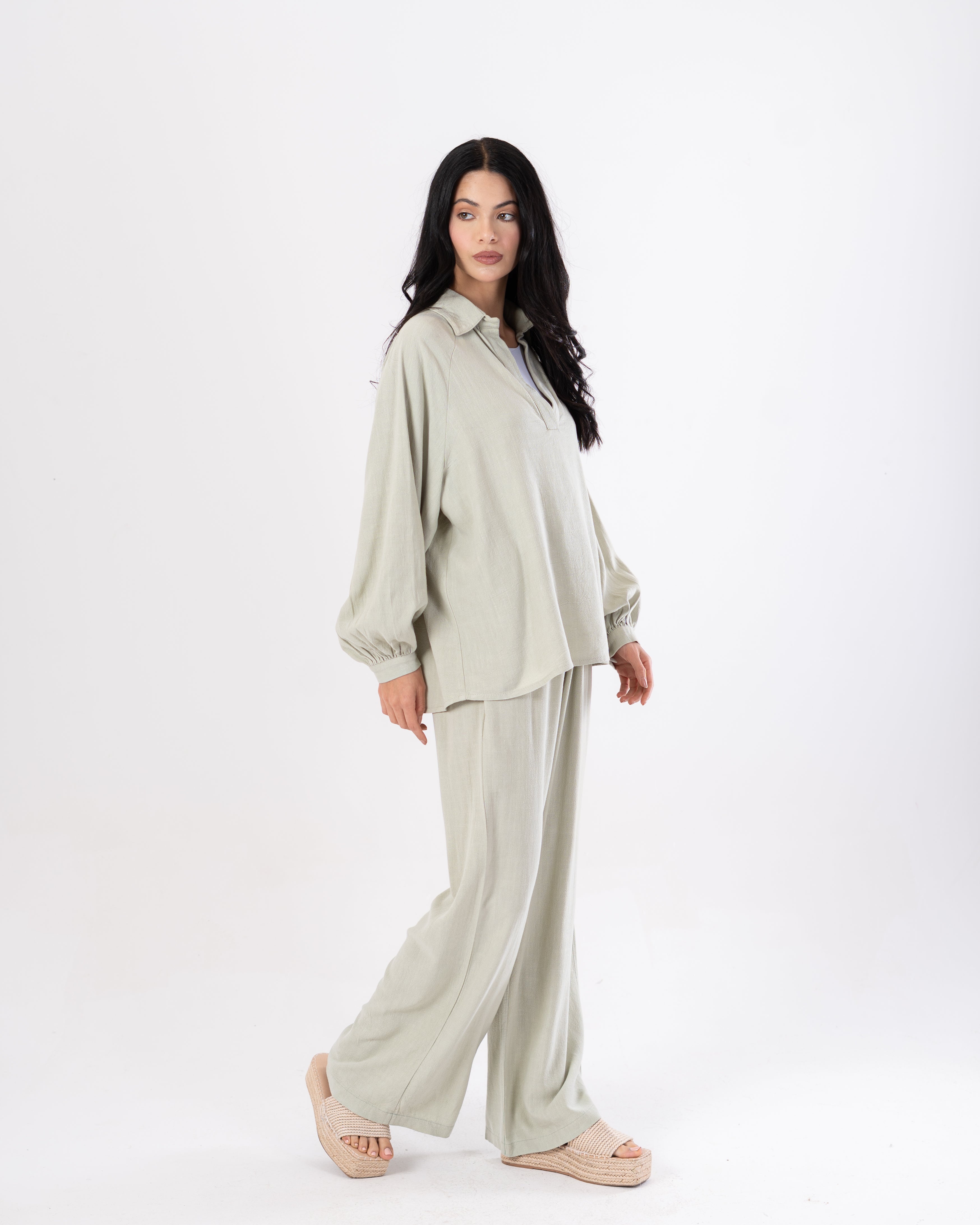Plain Shirt – (V-Neck) With Wide Sleeves