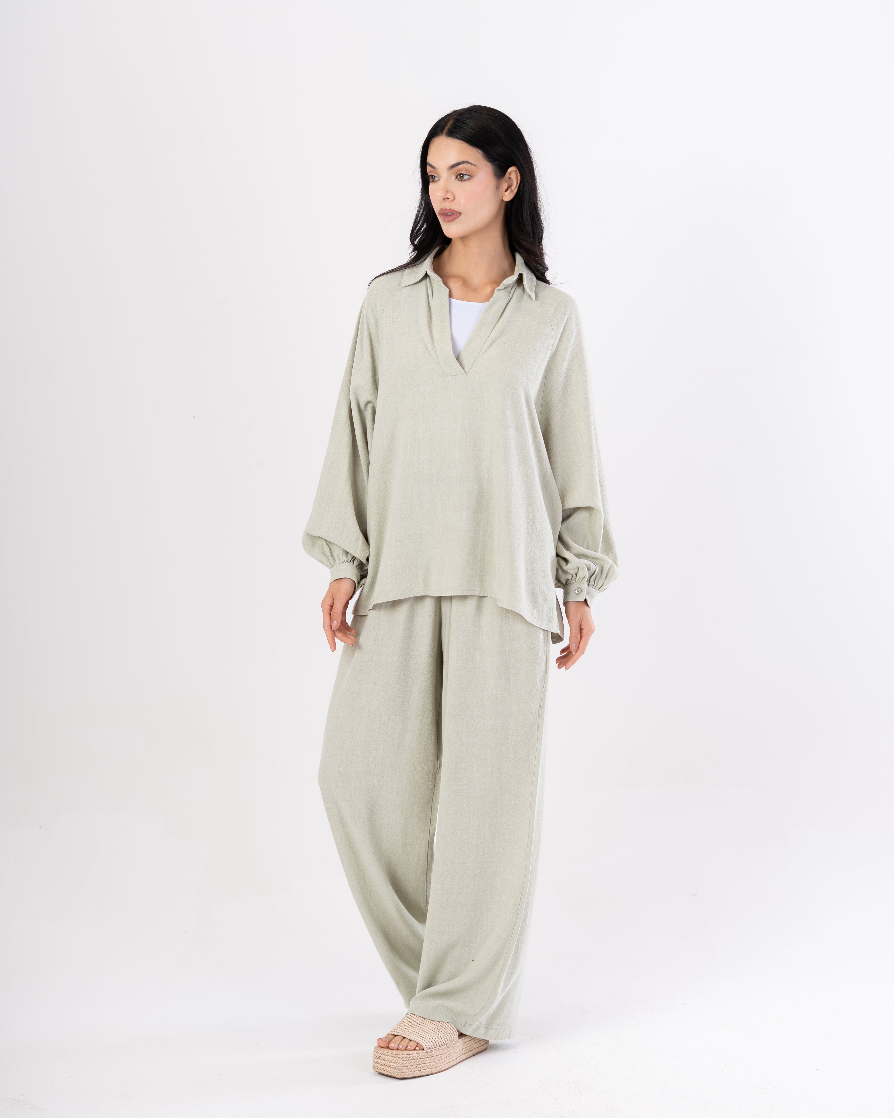 Plain Shirt – (V-Neck) With Wide Sleeves