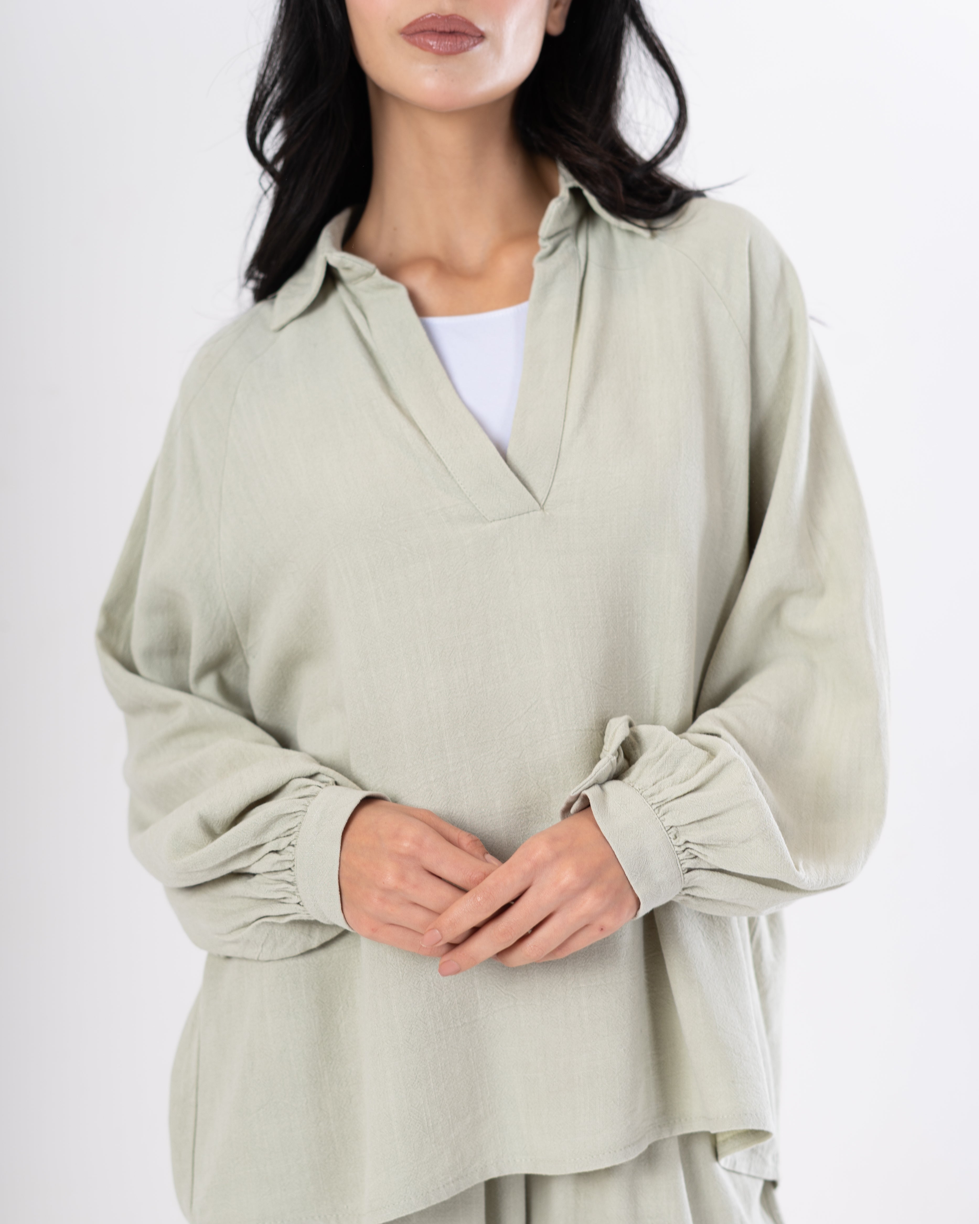 Plain Shirt – (V-Neck) With Wide Sleeves