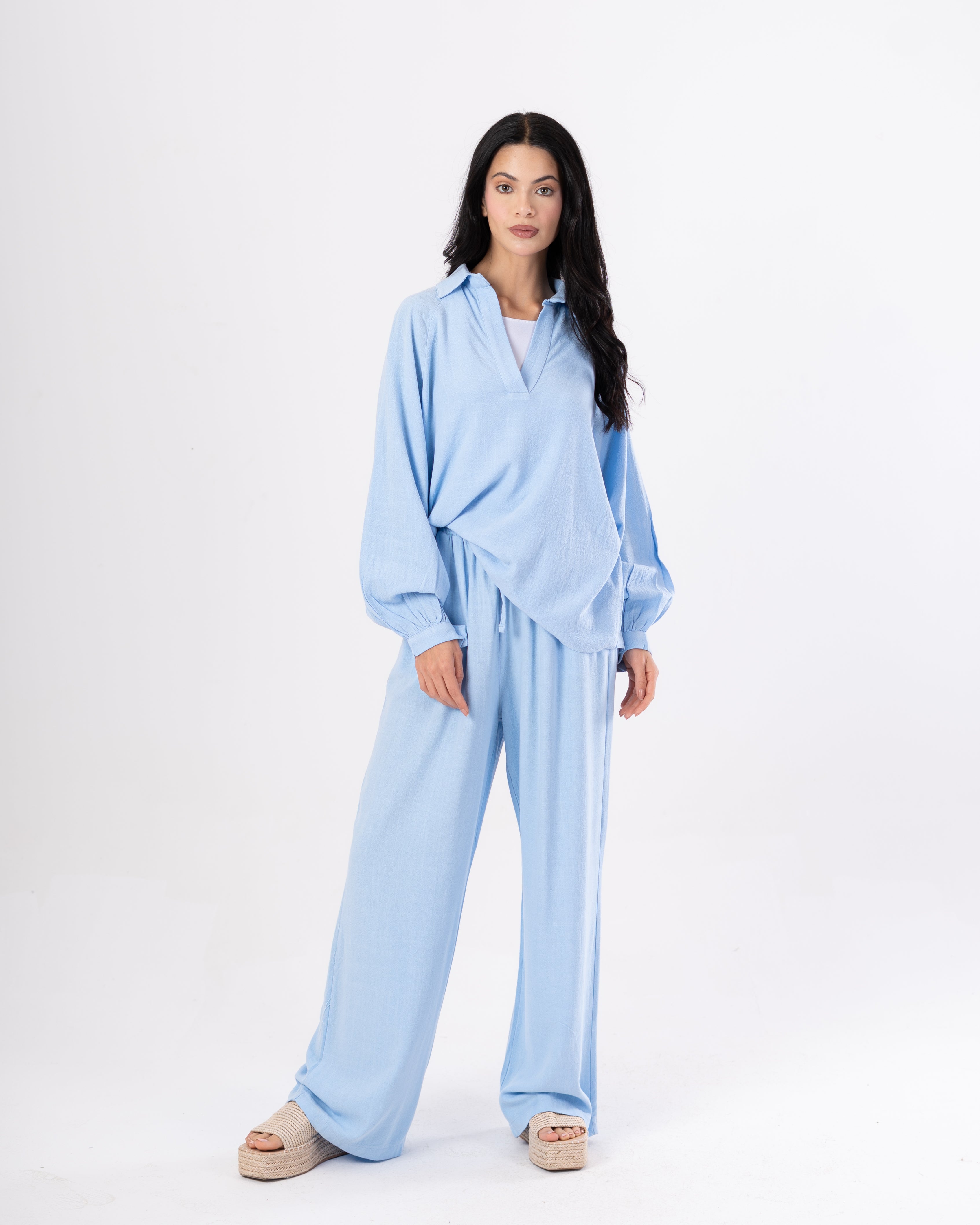 Plain Shirt – (V-Neck) With Wide Sleeves