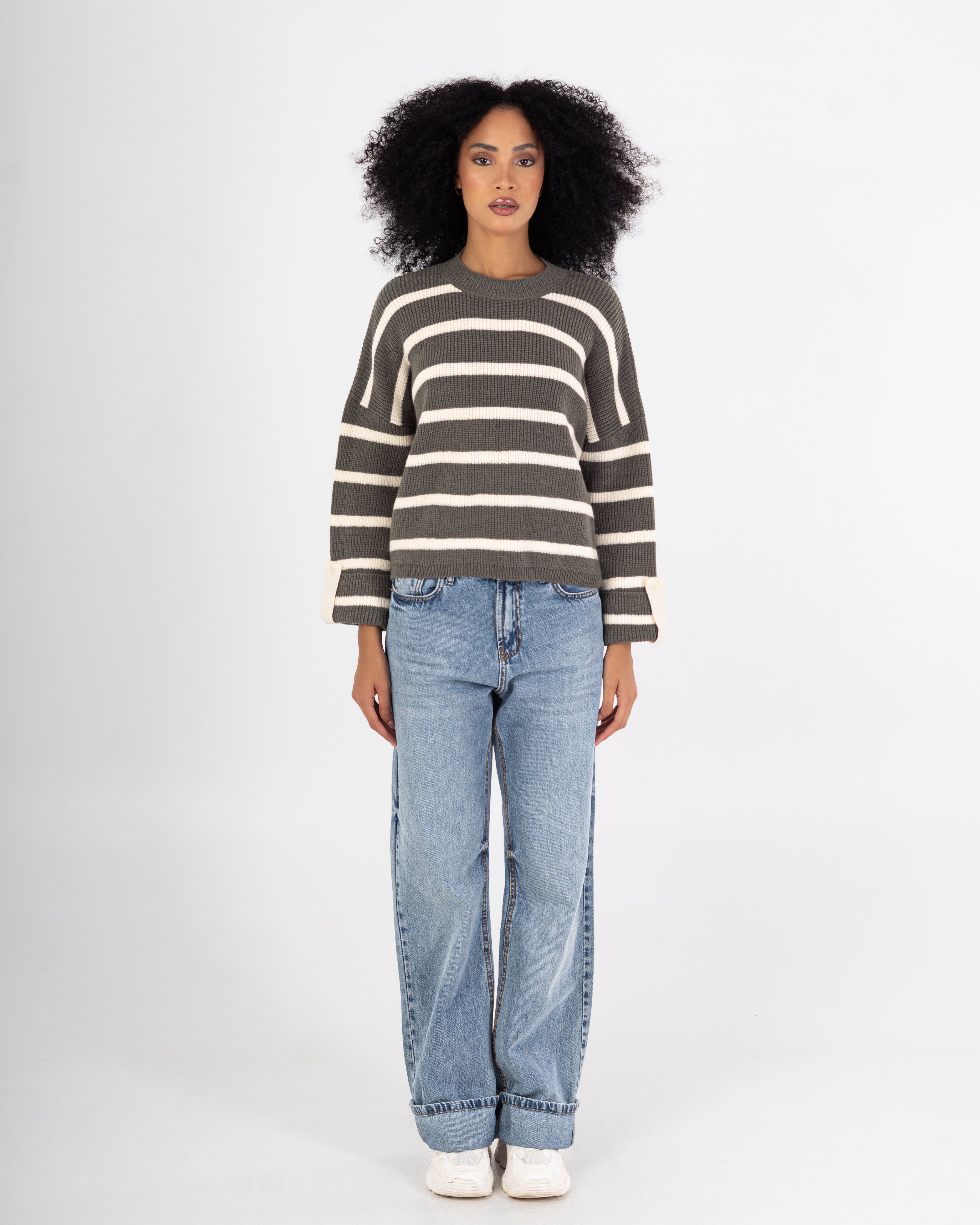 Knitwear Pullover – Striped (Buttoned Sleeves)