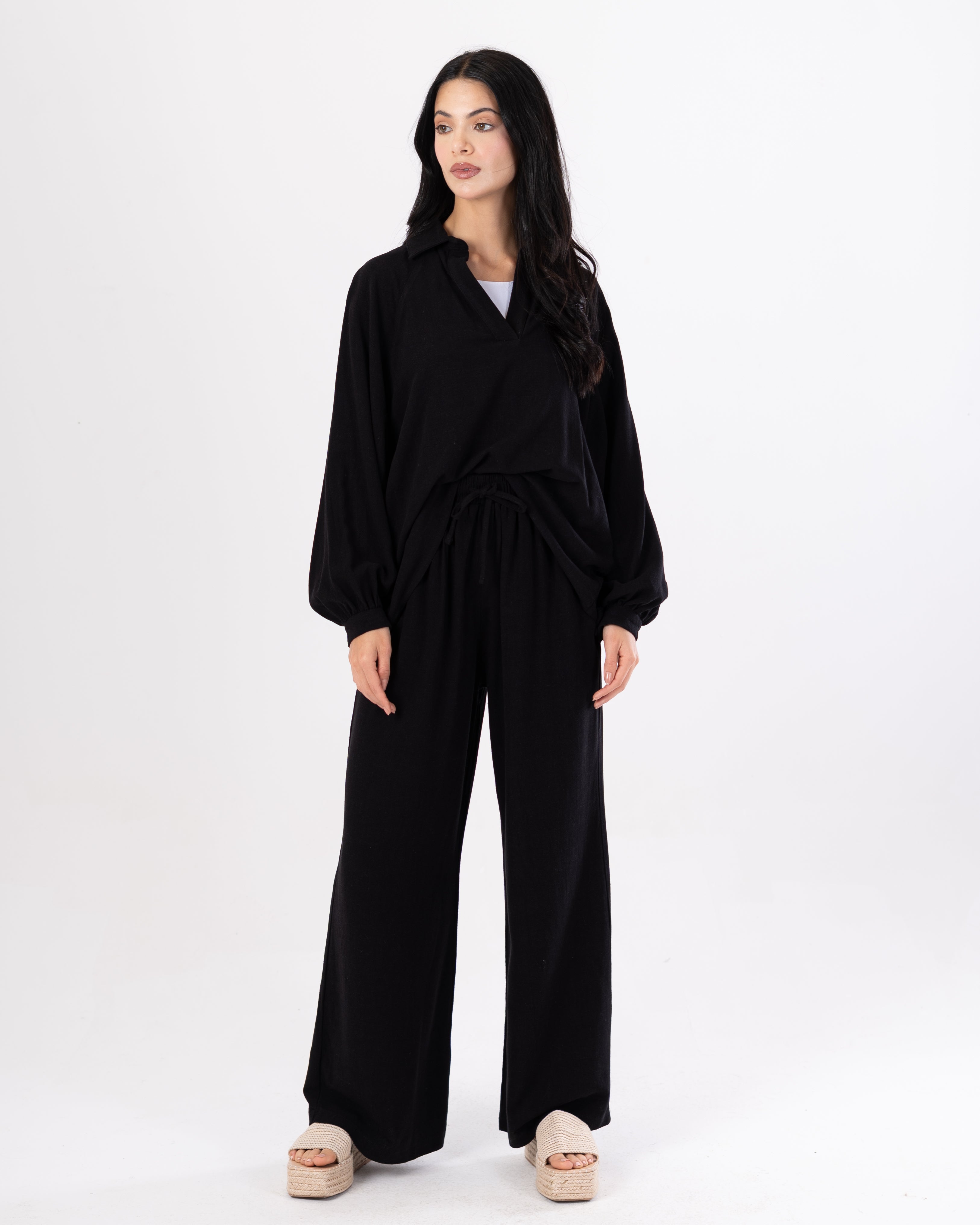 Plain Shirt – (V-Neck) With Wide Sleeves